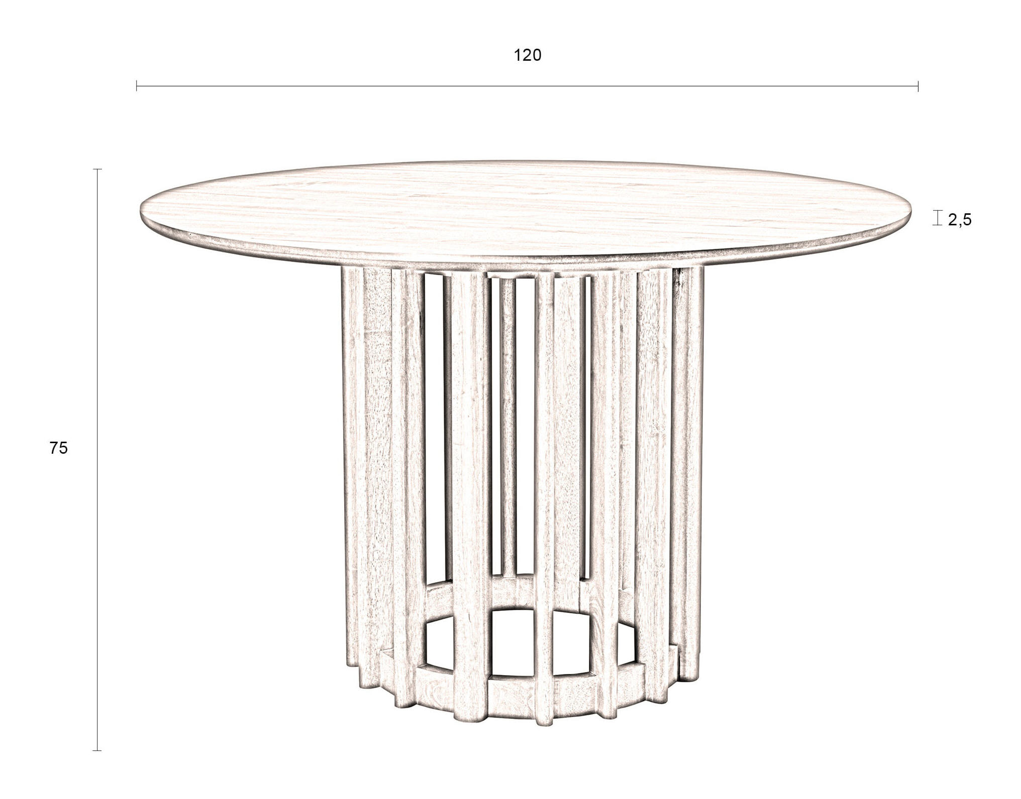 Dutchbone Ronde Eettafel 'Barlet' Walnoot, 120cm