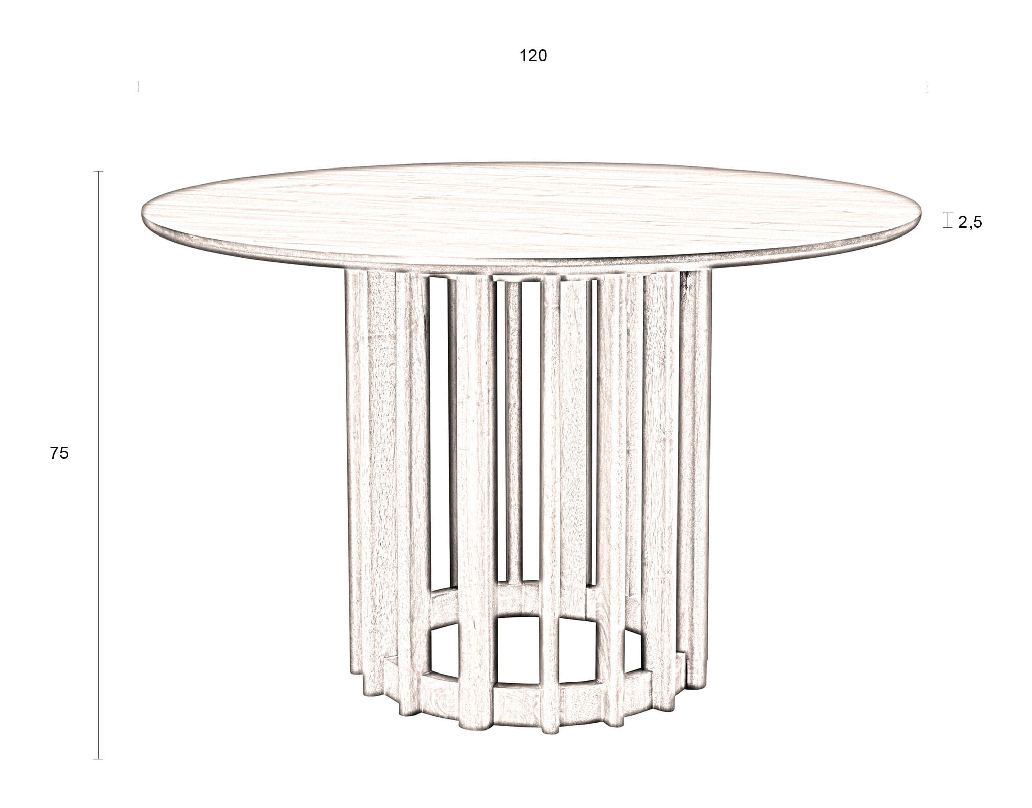 Dutchbone Ronde Eettafel 'Barlet' Eikenhout, 120cm