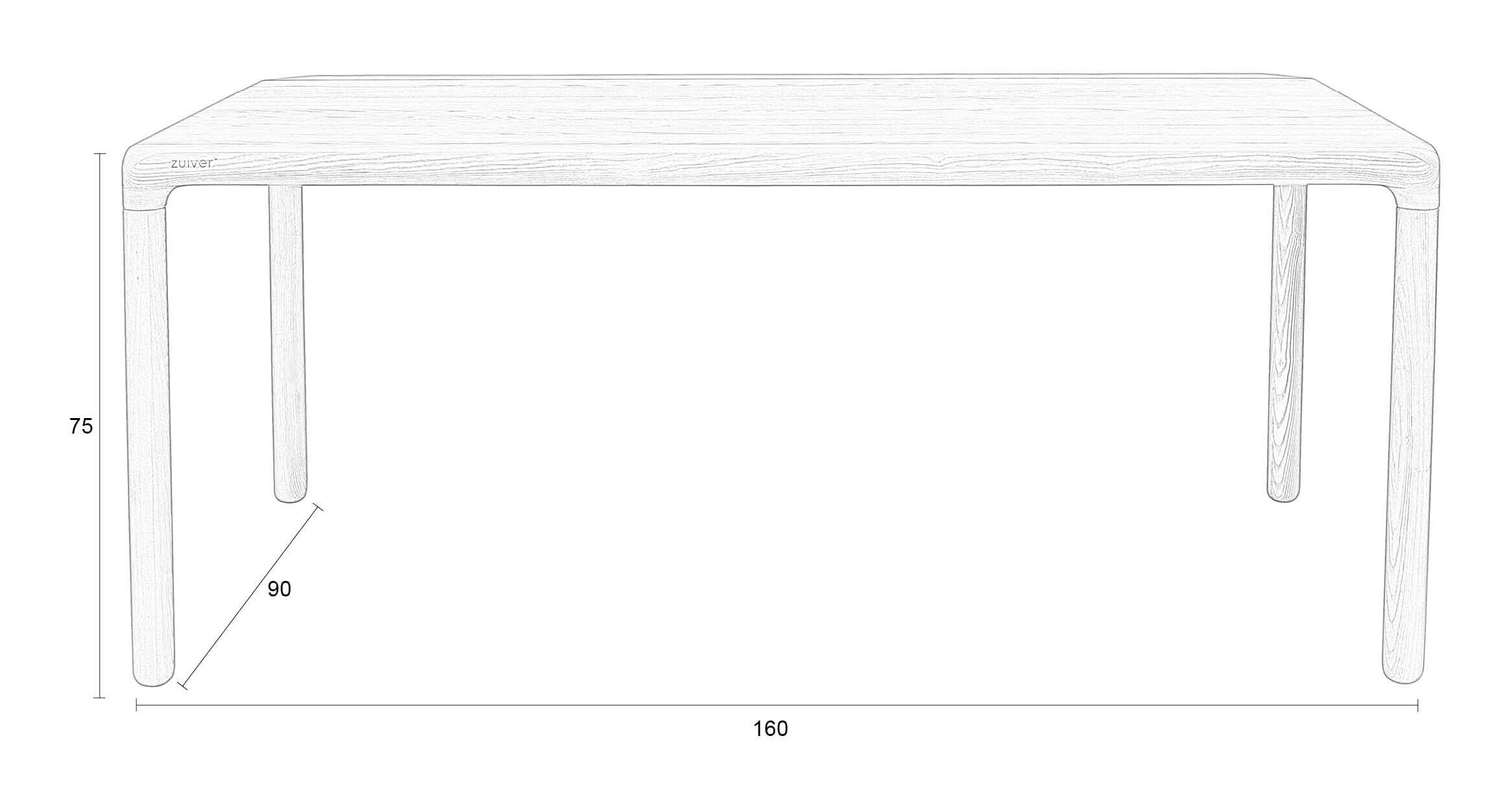 Zuiver Eettafel 'Storm' Essenhout, 160 x 90cm, kleur Naturel