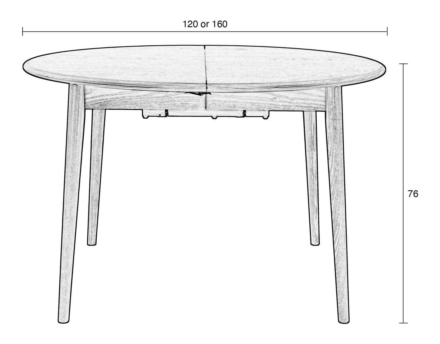 Zuiver Uitschuifbare Ronde Eettafel 'Twist' Eiken, 120-160 x 120cm