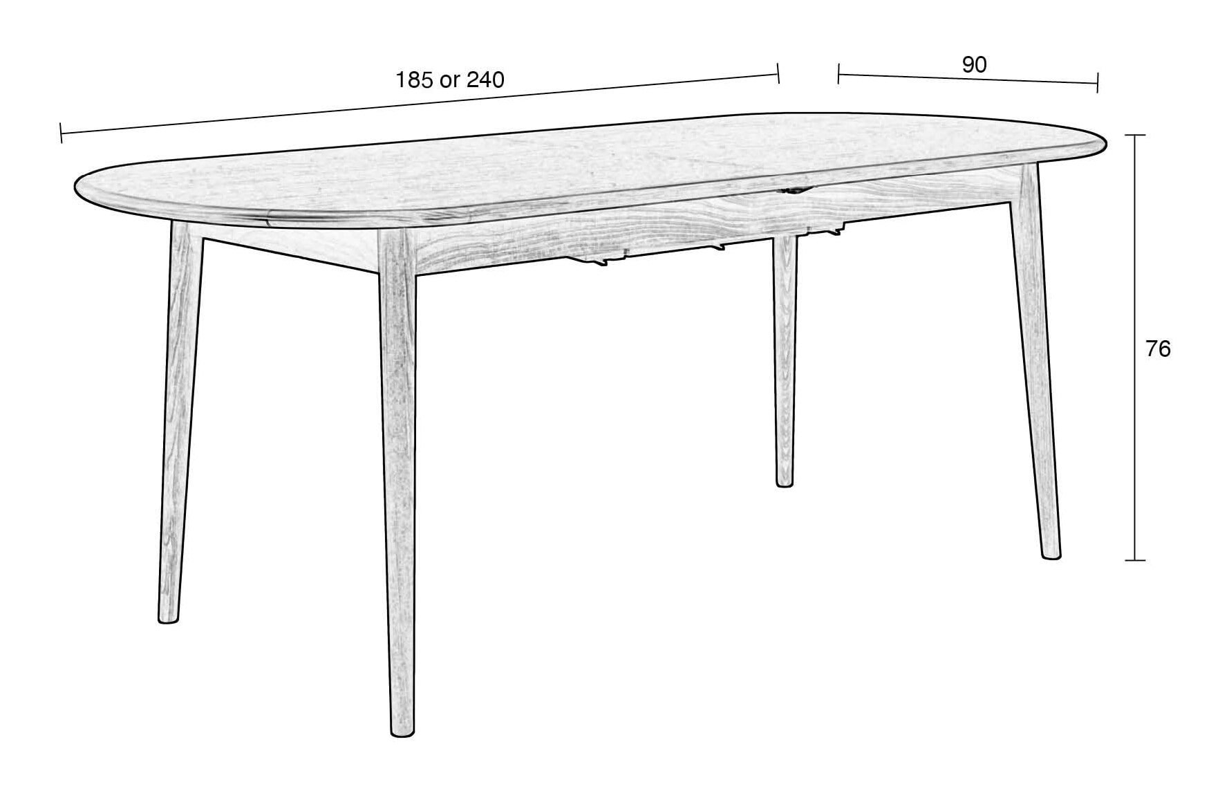 Zuiver Uitschuifbare Ovale Eettafel 'Twist' Walnoot, 185-240 x 90cm