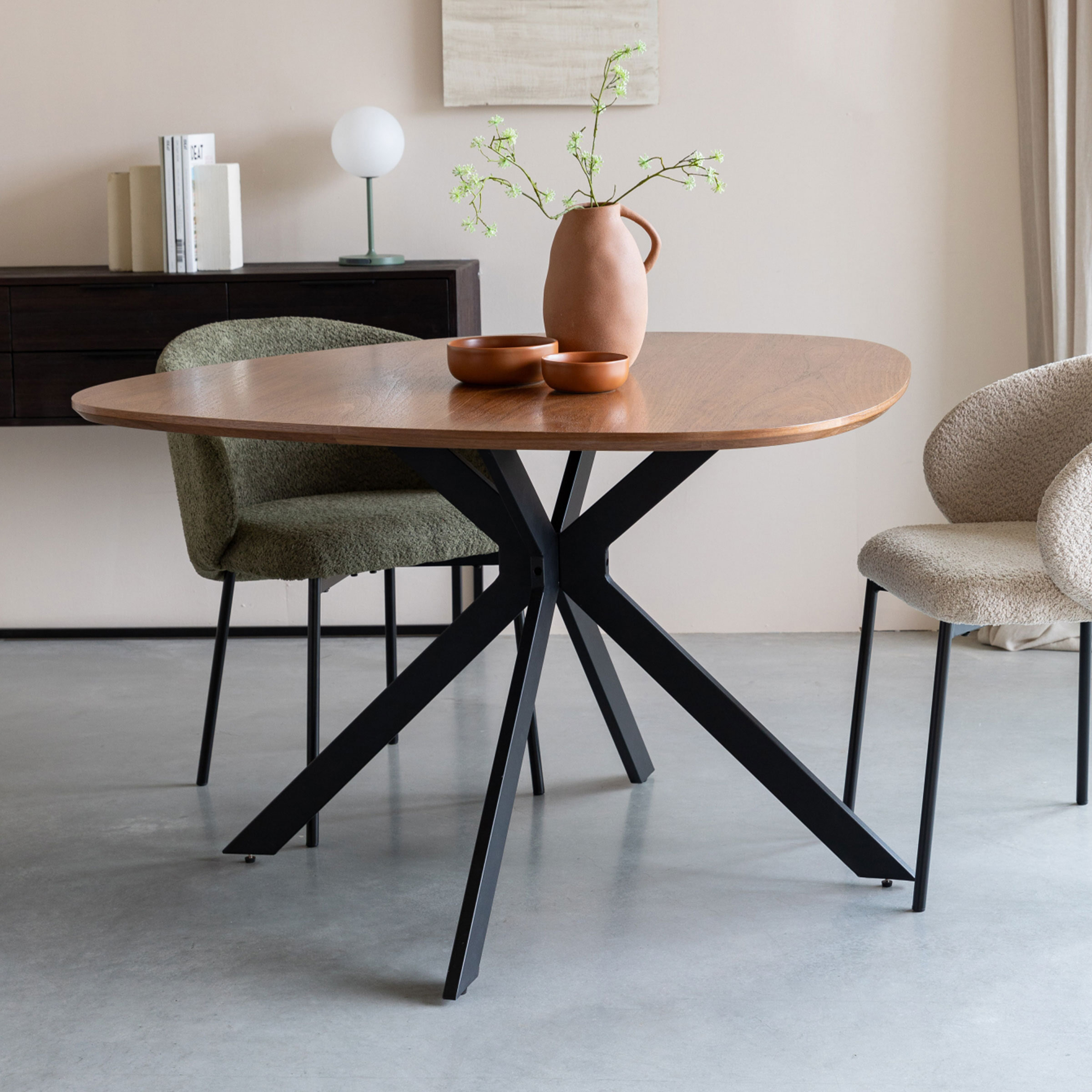 ZILT Organische Eettafel Lissete MDF, 110 x 110cm - Bruin