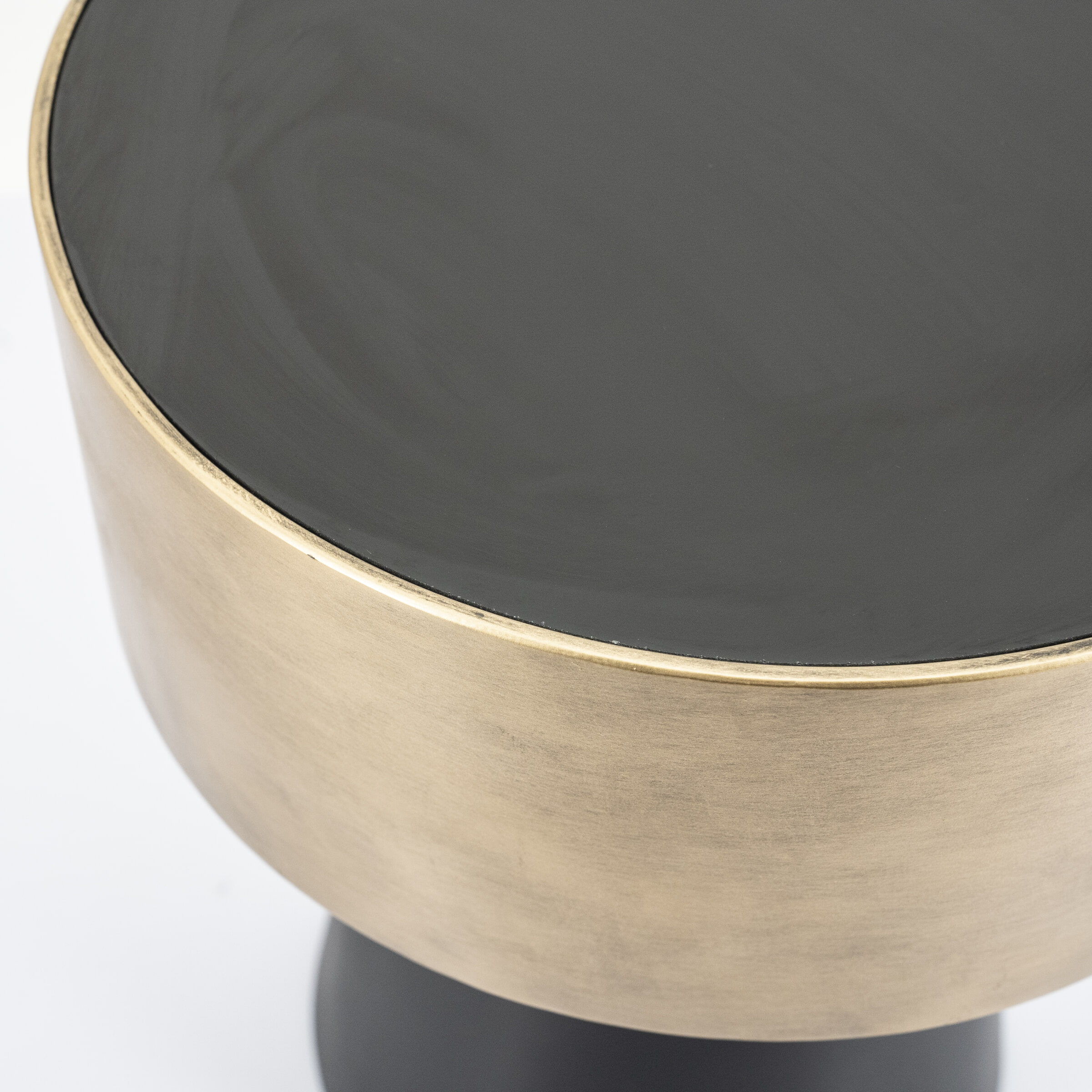 By-Boo Bijzettafel 'Bunga' 40cm zwart/goud met glazen blad