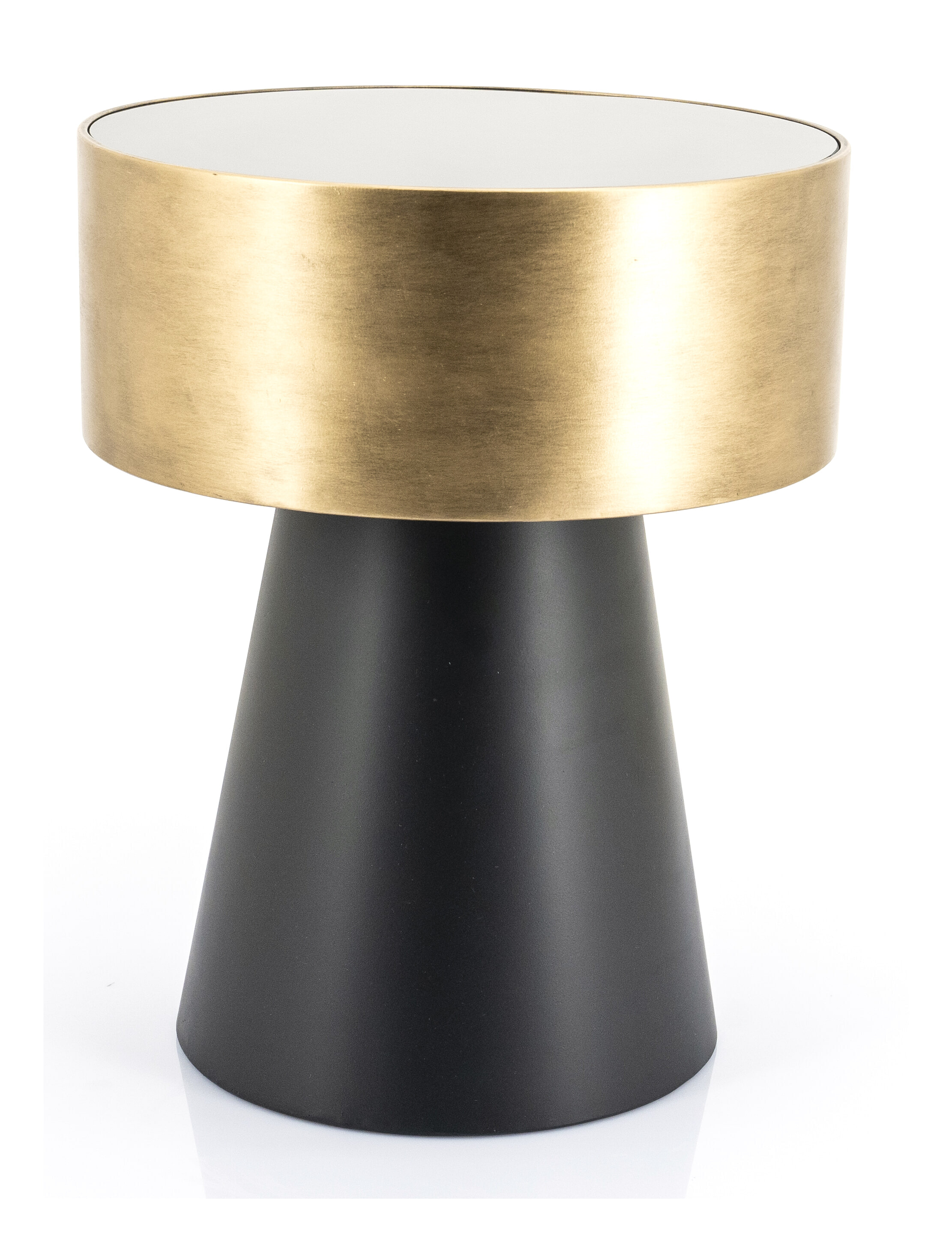 By-Boo Bijzettafel 'Bunga' 40cm zwart/goud met glazen blad