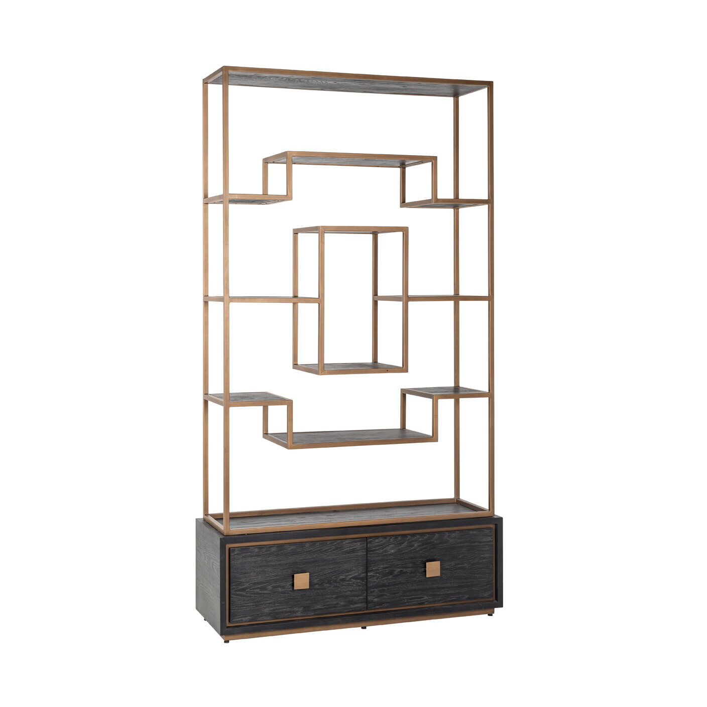 Richmond Wandkast 'Hunter' Eiken, kleur Zwart / Goud