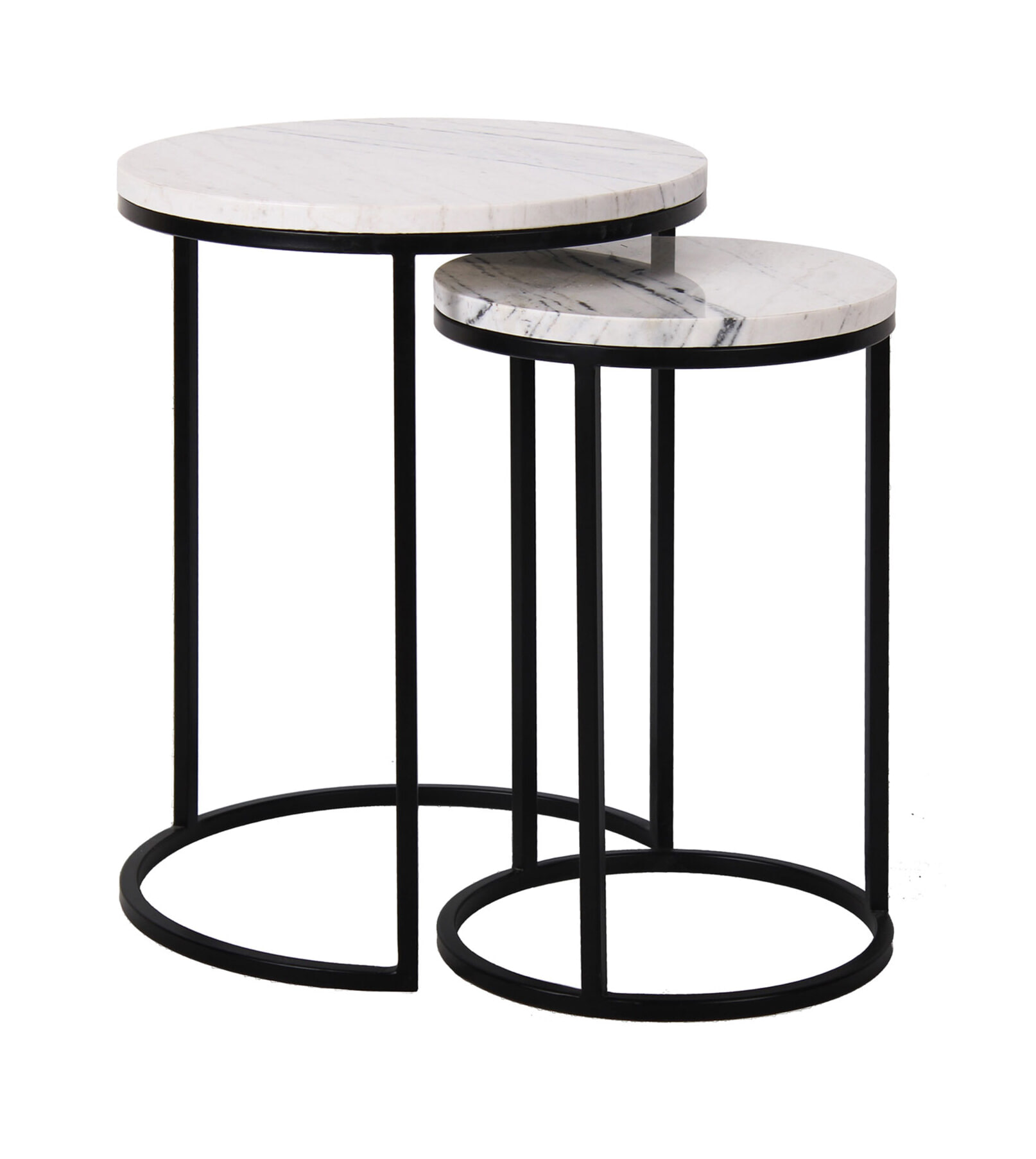 Richmond Bijzettafel Lexington Marmer en Staal, Set van 2 stuks - Zwart - Rond