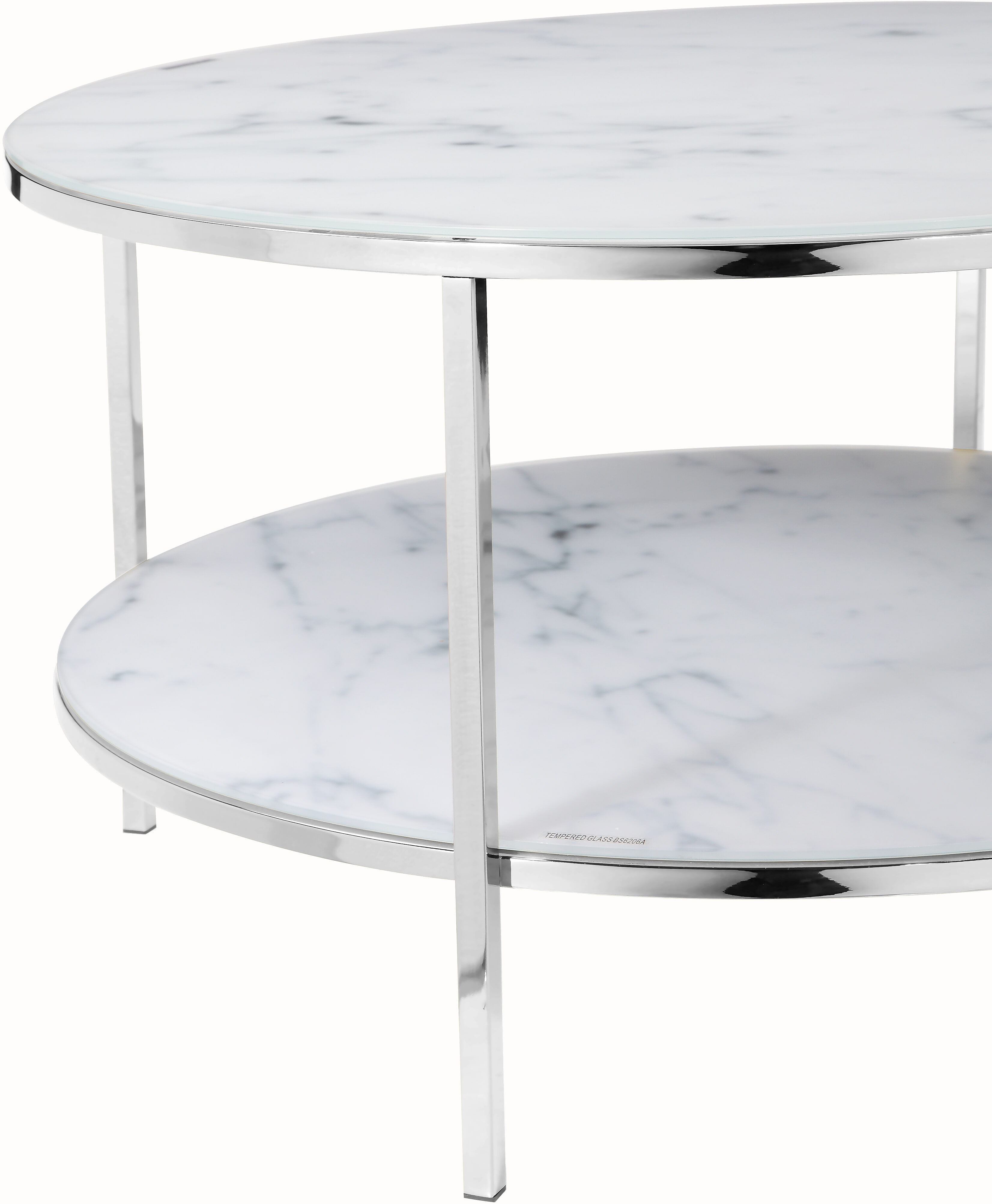 Artistiq Salontafel 'Daisy', 80cm, Marmerlook, kleur Wit