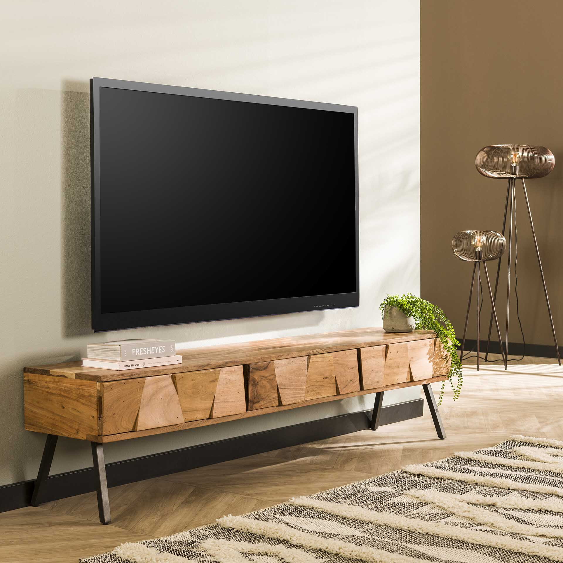 LifestyleFurn TV-meubel Eryka Acaciahout, 180cm - Massief acacia naturel