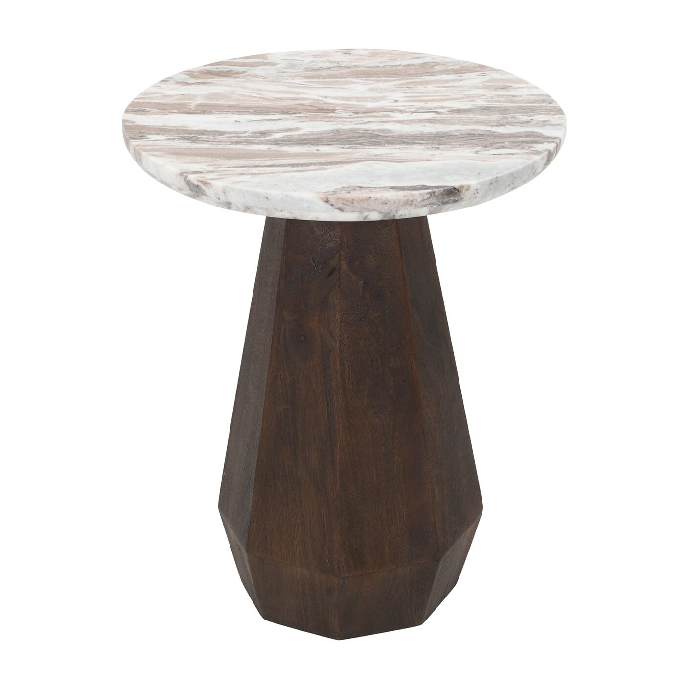 Richmond Ronde Bijzettafel 'Oberoy' Marmer en mangohout, 45cm