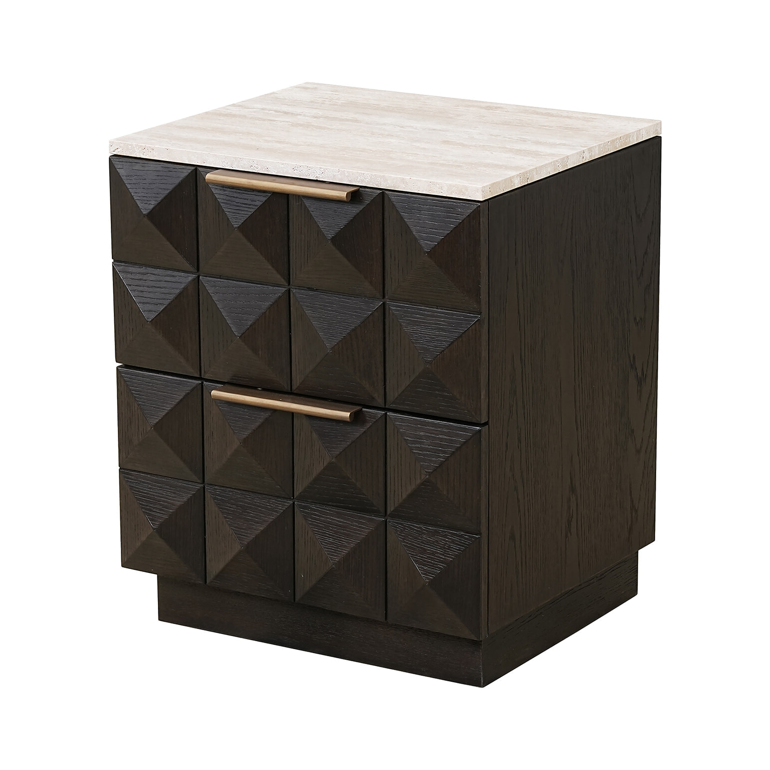 Richmond Nachtkastje Claremont Eiken en travertin, 62 x 53cm - Bruin