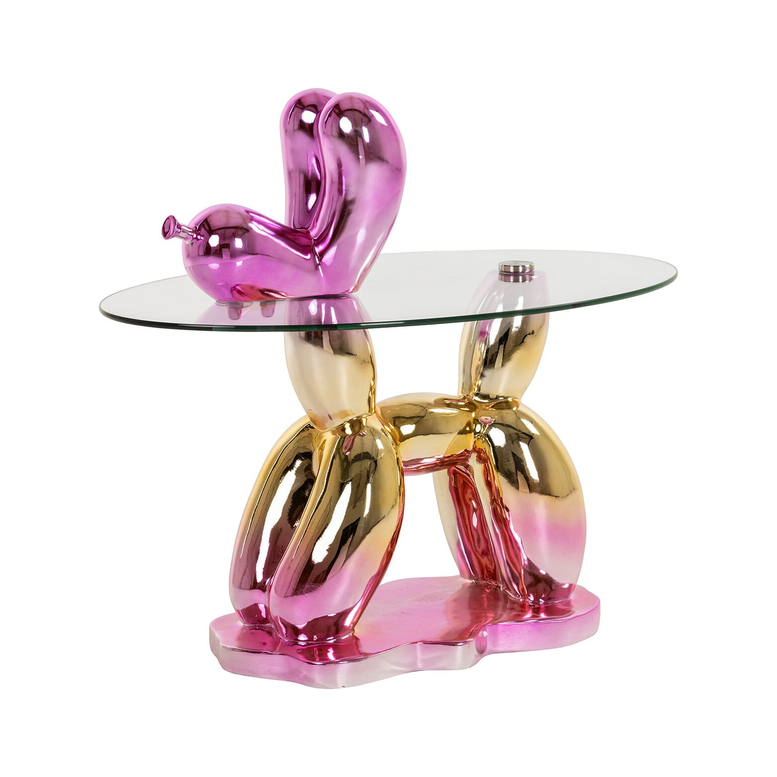 Richmond Bijzettafel Usha Glas, 67 x 49cm - Roze - Ovaal