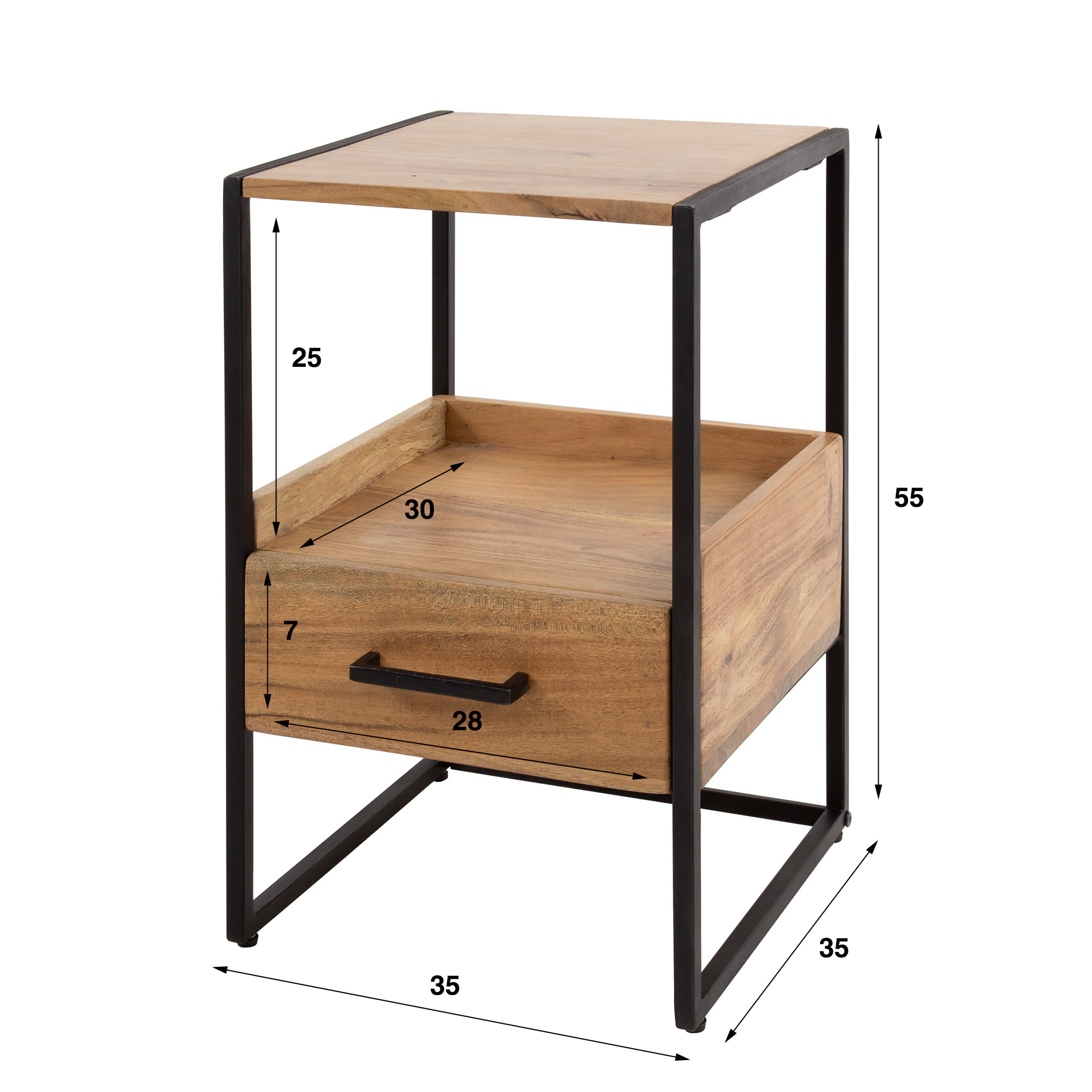 LifestyleFurn Nachtkastje 'Bethanne' Acaciahout, kleur Naturel
