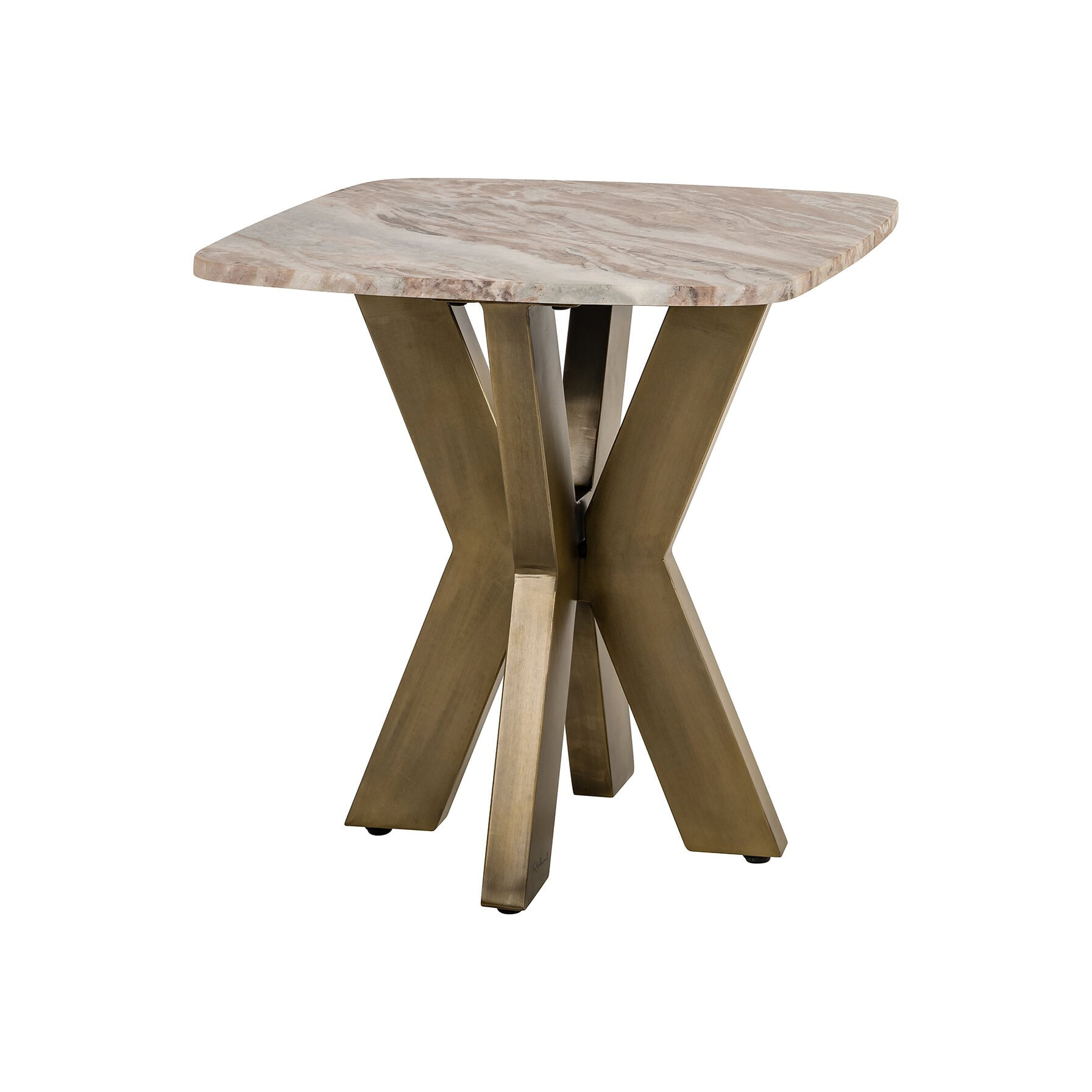 Richmond Bijzettafel Bottega Marmer en brass, 55 x 55cm - Wit - Vierkant