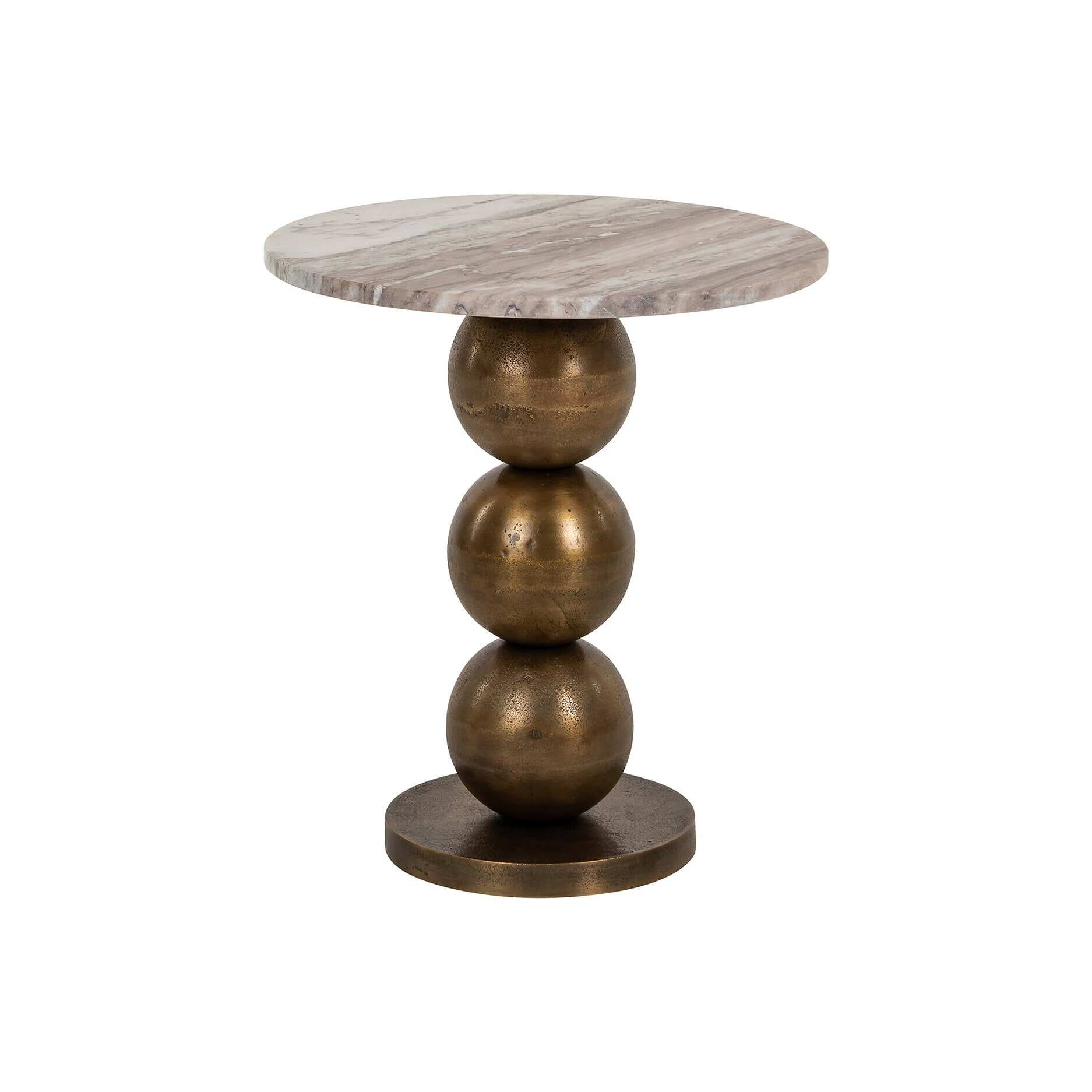 Richmond Ronde Bijzettafel Barley Marmer en brushed gold, 46cm - Beige