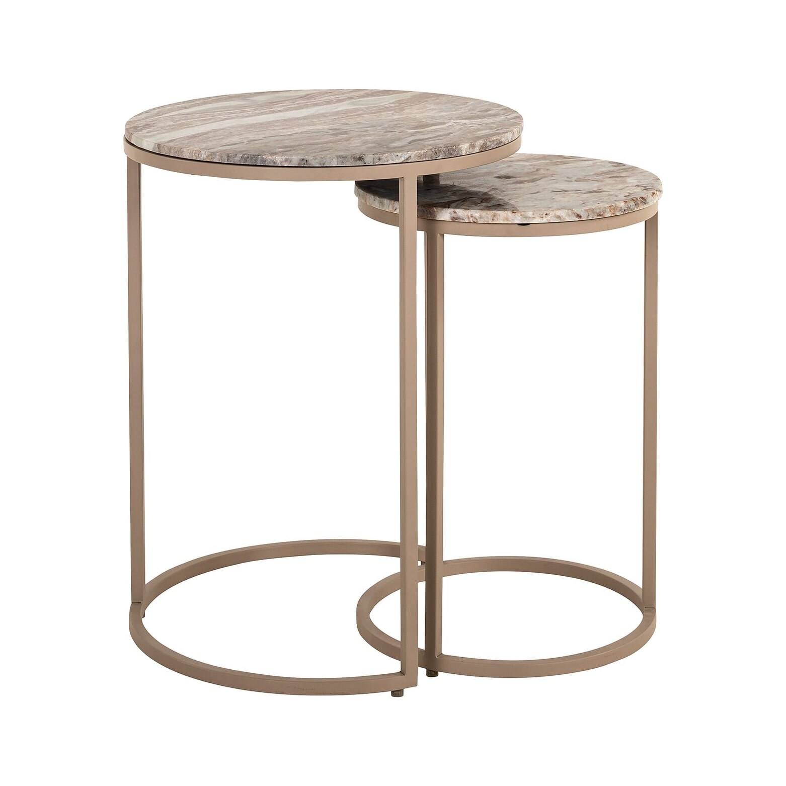 Richmond Ronde Bijzettafel 'Fairfax' Marmer, Set van 2 stuks