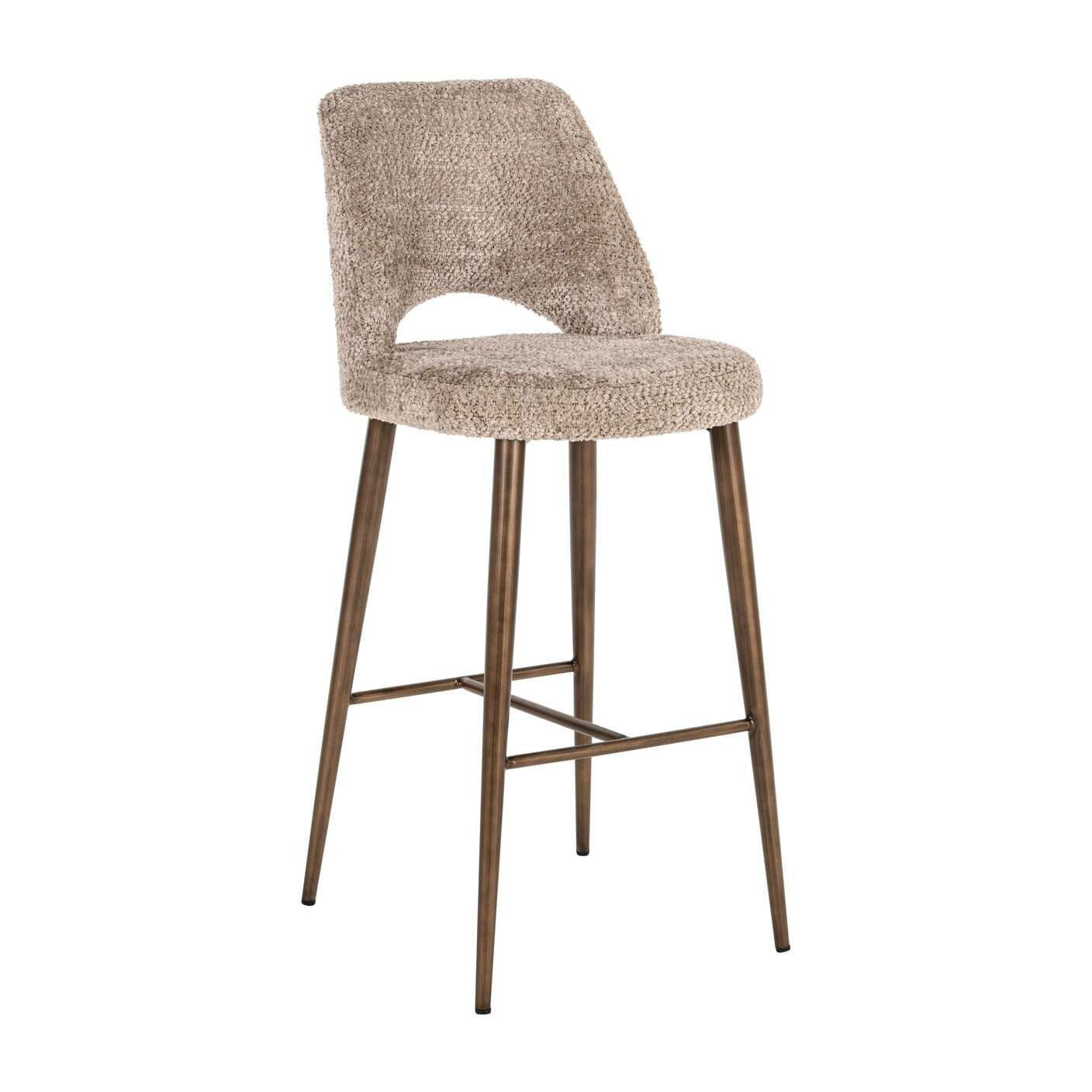 Richmond Barstoel 'Delphine' Chenille, kleur Naturel (zithoogte 76cm)