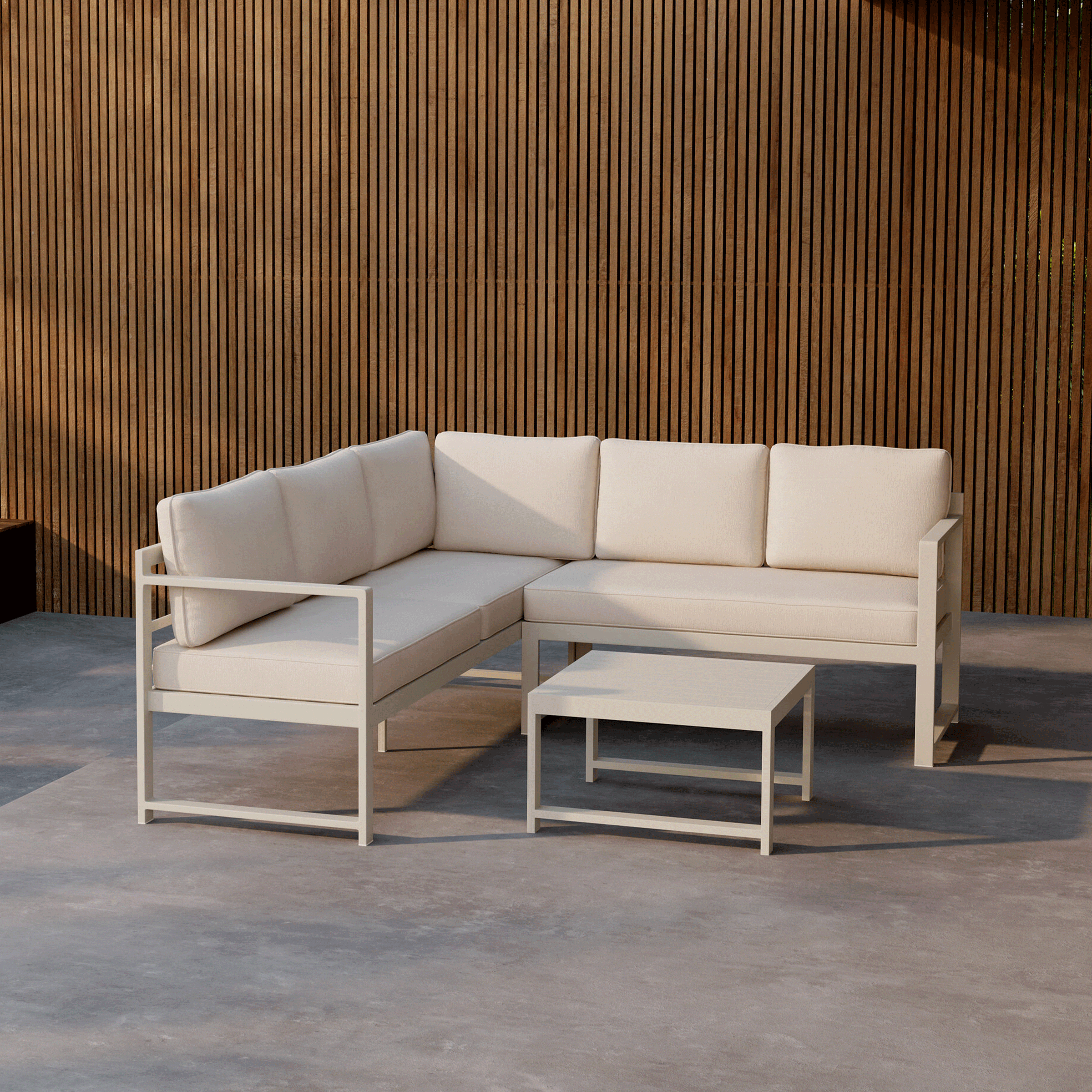 Nohr Loungeset Terah Met hoekbank en tafel - Beige