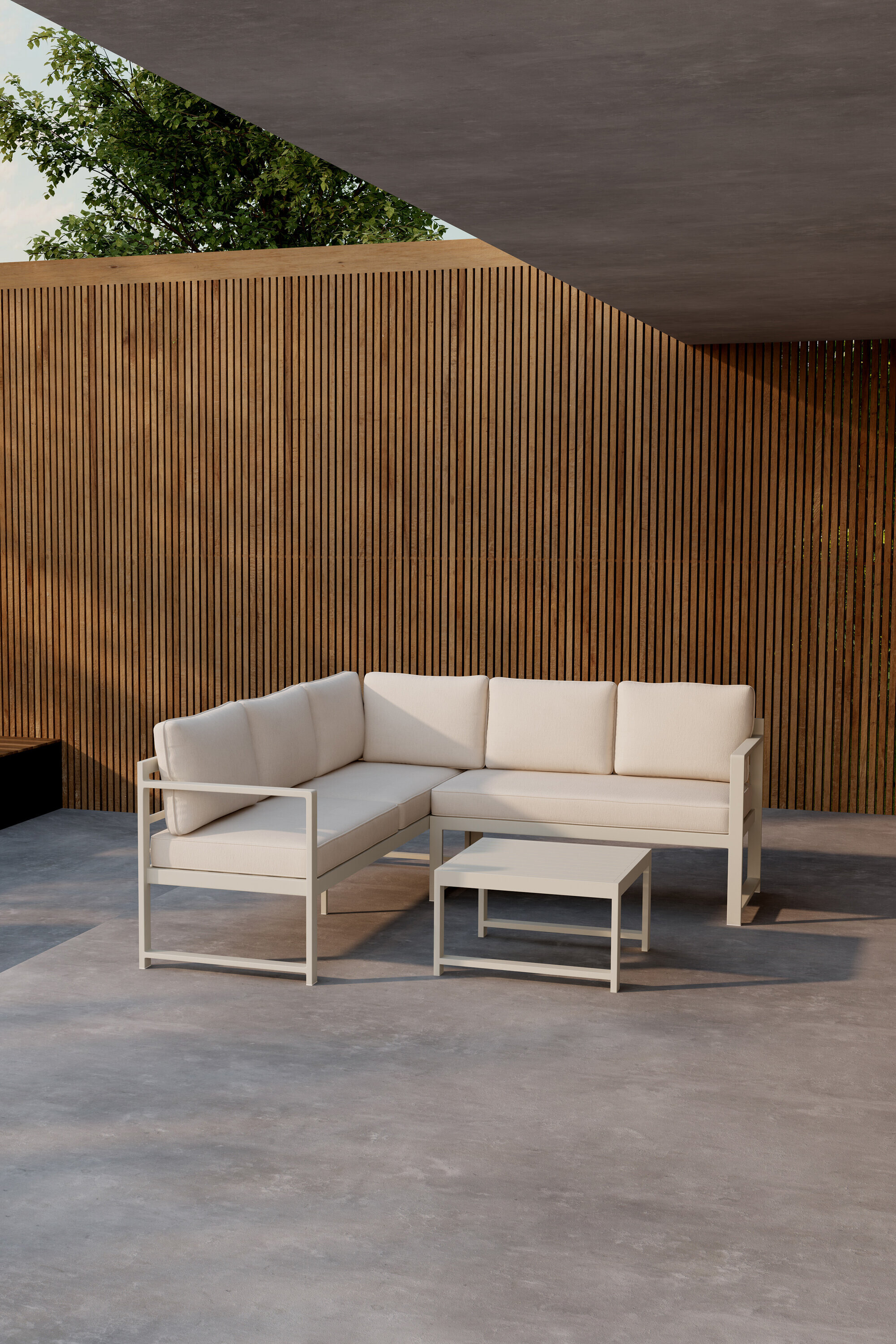 Nohr Loungeset Terah Met hoekbank en tafel - Beige