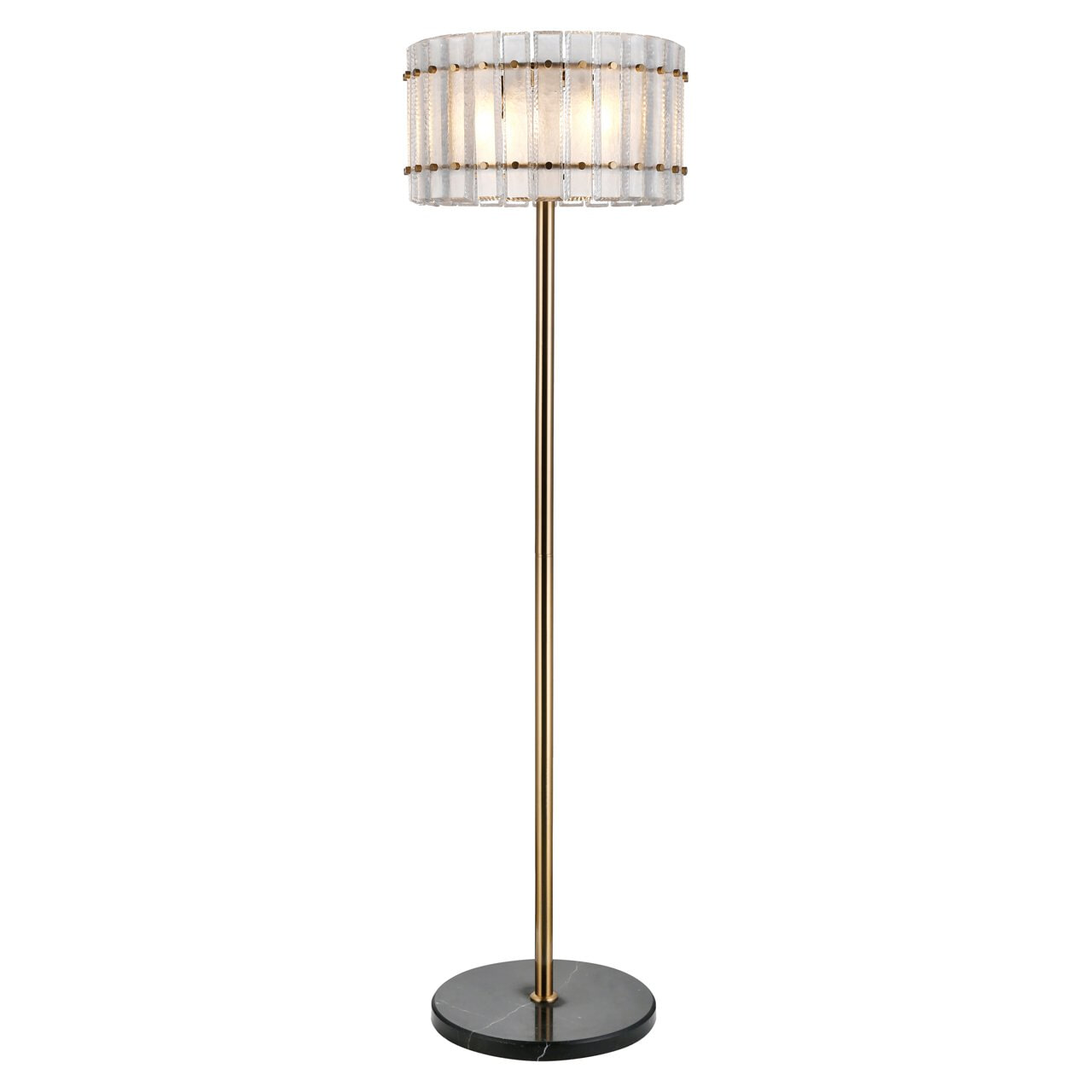 Richmond Vloerlamp 'Feline' Glas en Antique Brass, 168cm