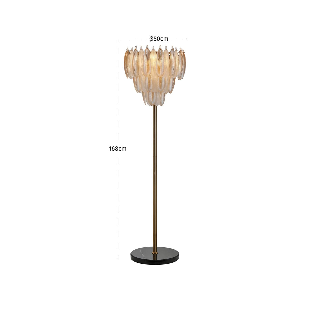 Richmond Vloerlamp 'Chloe' Glas en Antique Brass, 168cm