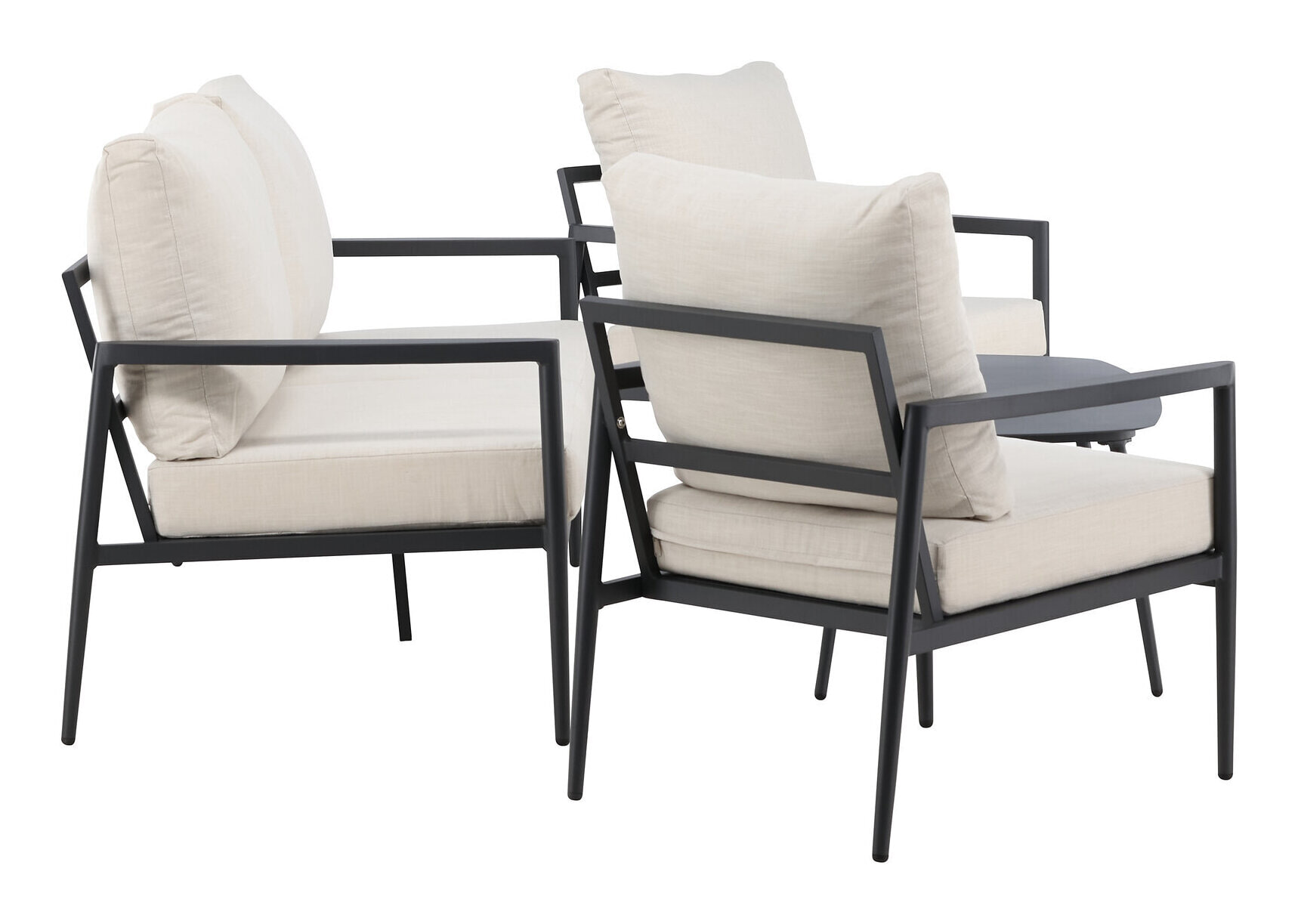 Nohr Loungeset 'Michiko' Met bank, 2 loungestoelen en tafel, kleur Beige/Zwart