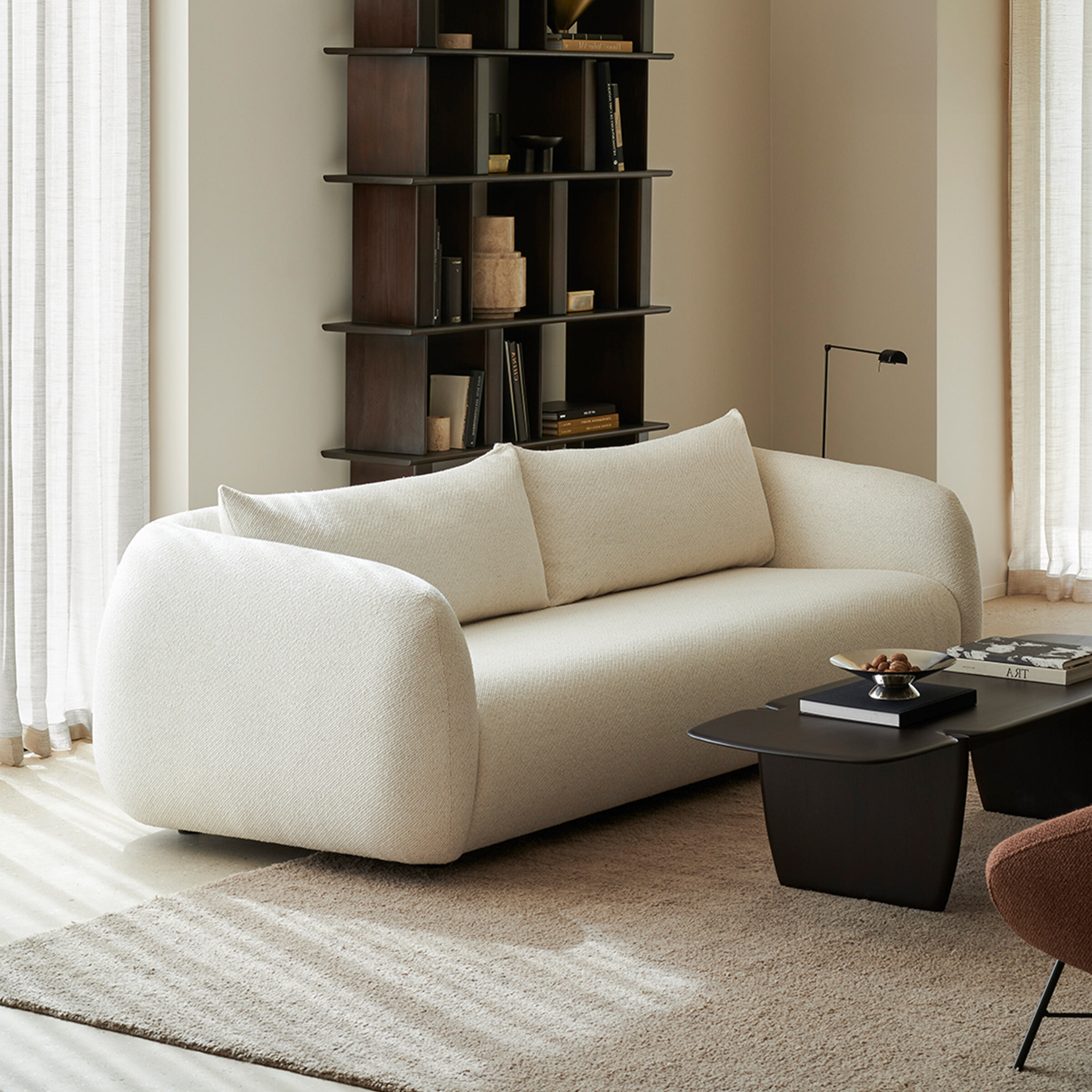 Ethnicraft 3-zits Bank 'Figur' Structuurstof, kleur Chalk