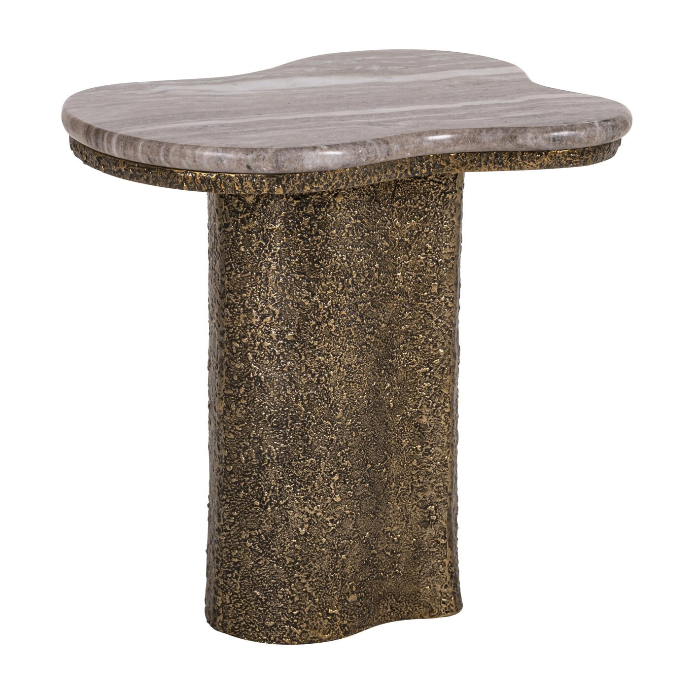 Richmond Organische Bijzettafel 'Abandos' Marmer en Brass Antique, 60 x 50cm