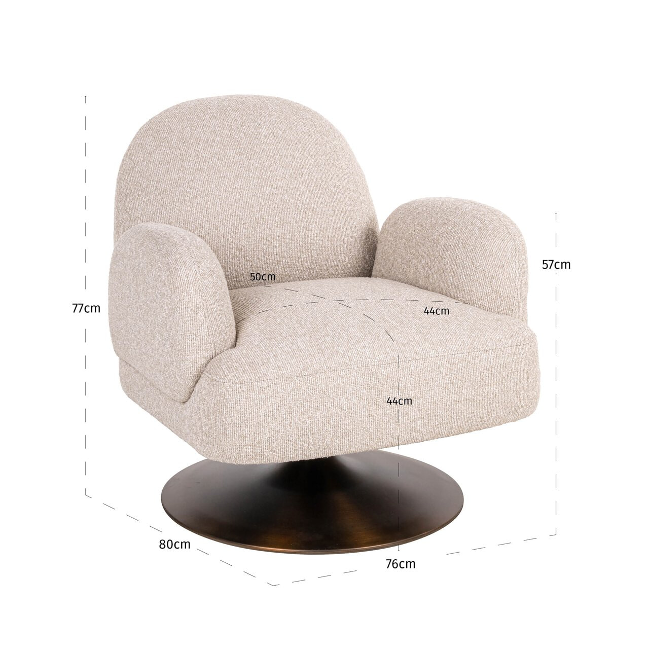 Richmond Draaifauteuil 'Kagney' Bouclé