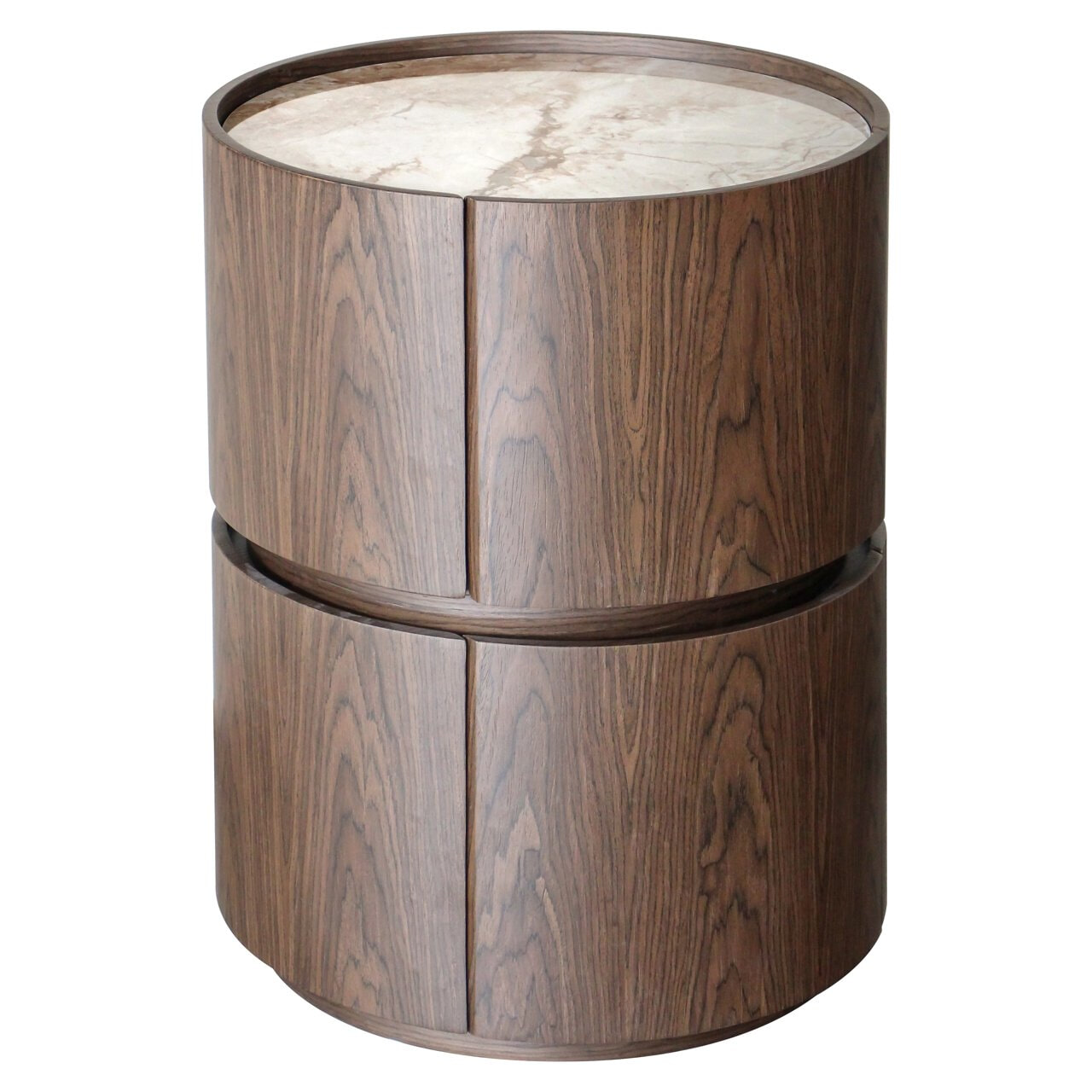 Richmond Ronde Bijzettafel 'Ellery' Keramiek, Met 2 lades, 50cm