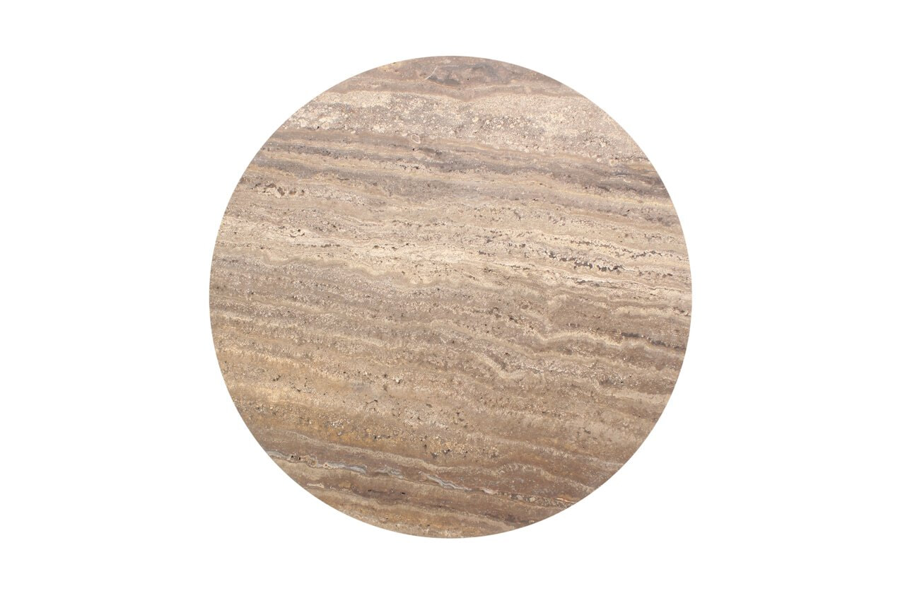 Richmond Ronde Bijzettafel 'Russo' Travertin en brass, 40cm