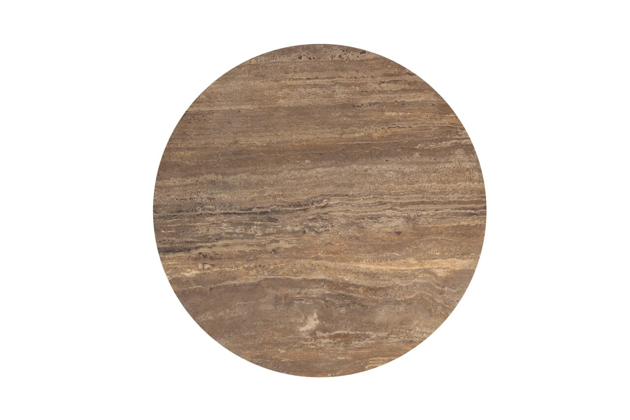 Richmond Ronde Bijzettafel 'Russo' Travertin en brass, 40cm