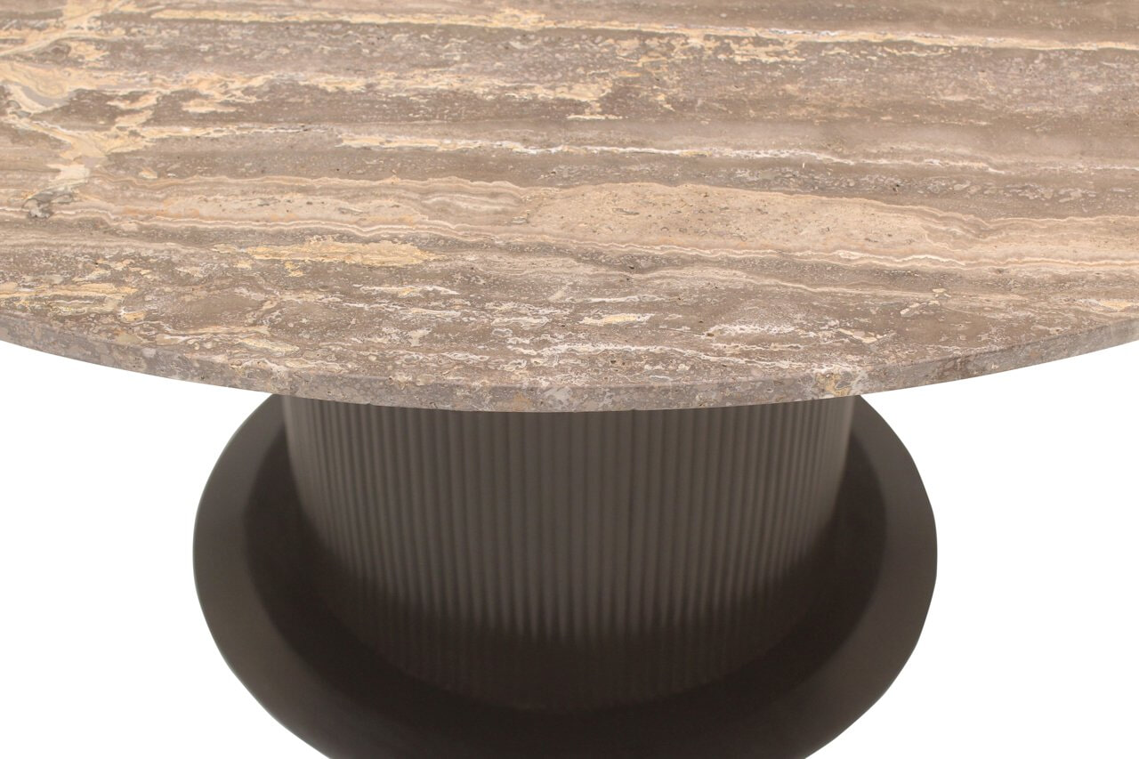 Richmond Ronde Eettafel 'Russo' Travertin en brass, 140cm