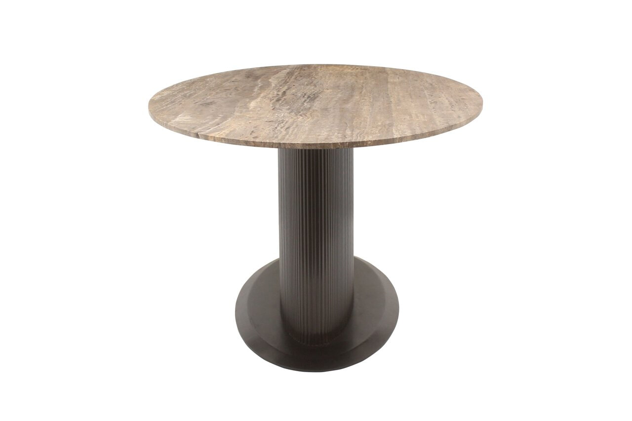 Richmond Ovale Eettafel 'Russo' Travertin en brass, 235 x 110cm