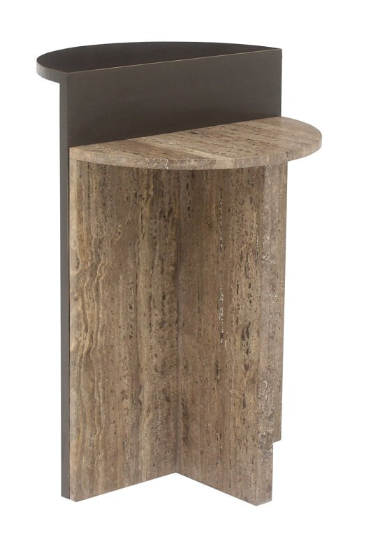 Richmond Bijzettafel 'Russo' Travertin en brass, 40cm