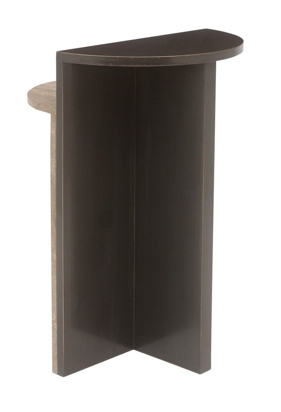 Richmond Bijzettafel 'Russo' Travertin en brass, 40cm