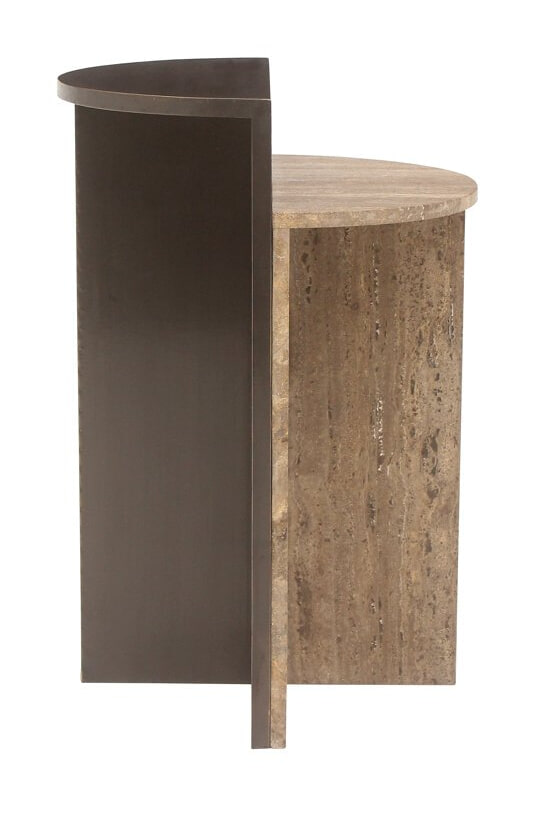 Richmond Bijzettafel 'Russo' Travertin en brass, 40cm