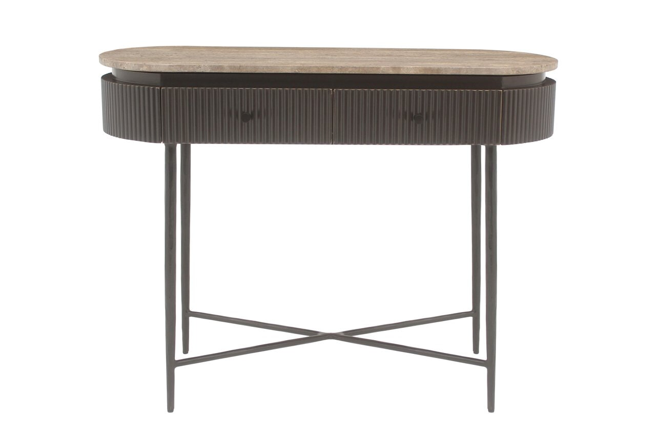 Richmond Sidetable 'Russo' Travertin en brass, 100cm