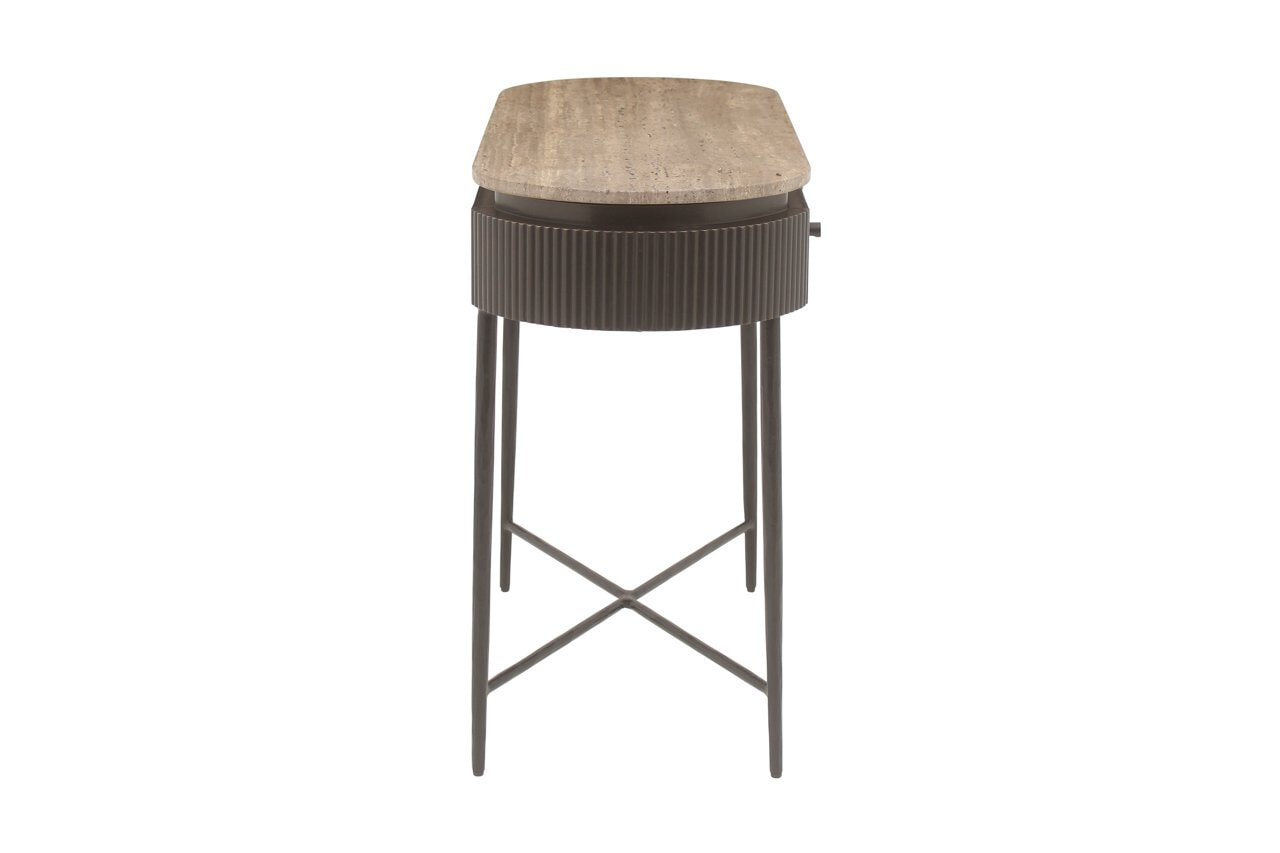 Richmond Sidetable 'Russo' Travertin en brass, 100cm