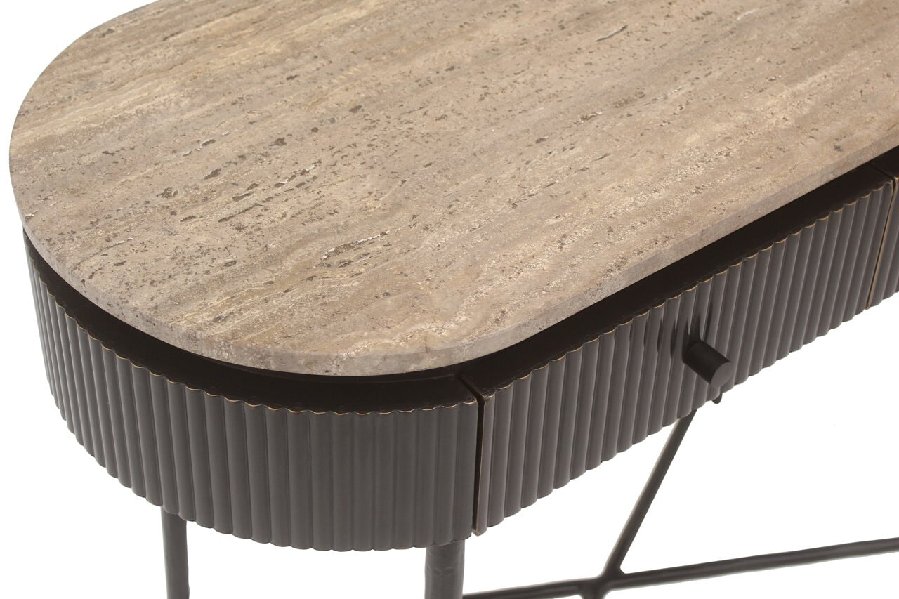 Richmond Sidetable 'Russo' Travertin en brass, 100cm