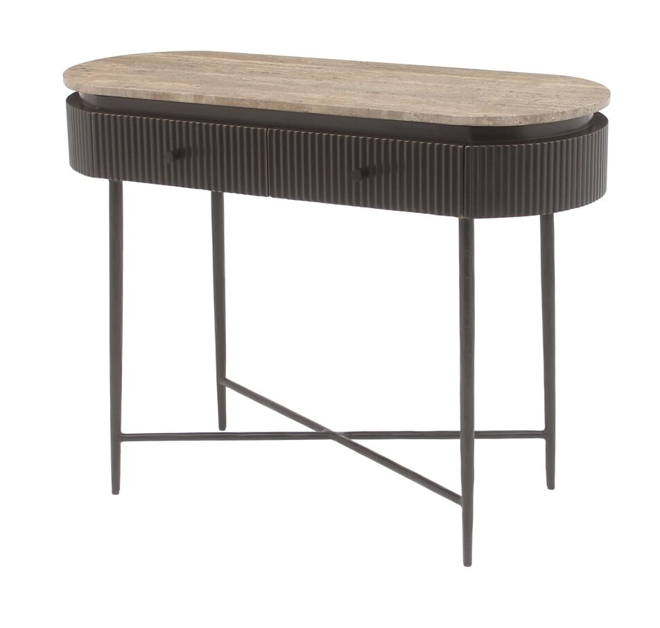 Richmond Sidetable 'Russo' Travertin en brass, 100cm