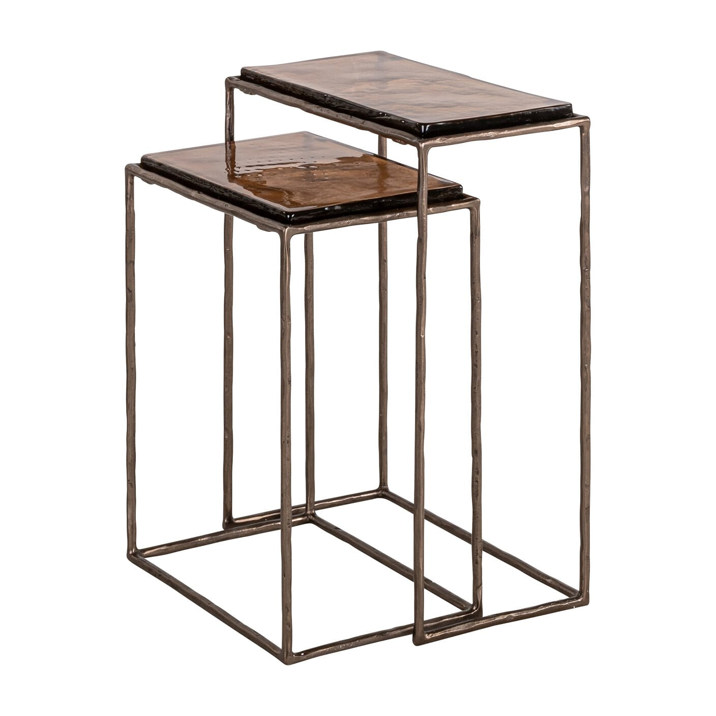 Richmond Bijzettafel 'Villano' Bronskleurig glas, Set van 2 stuks