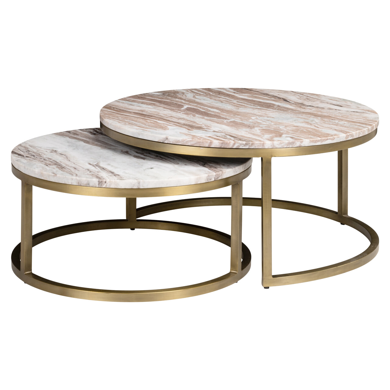 Richmond Salontafel 'Bottega' Marmer, kleur Blush Beige, Set van 2 stuks, 85cm
