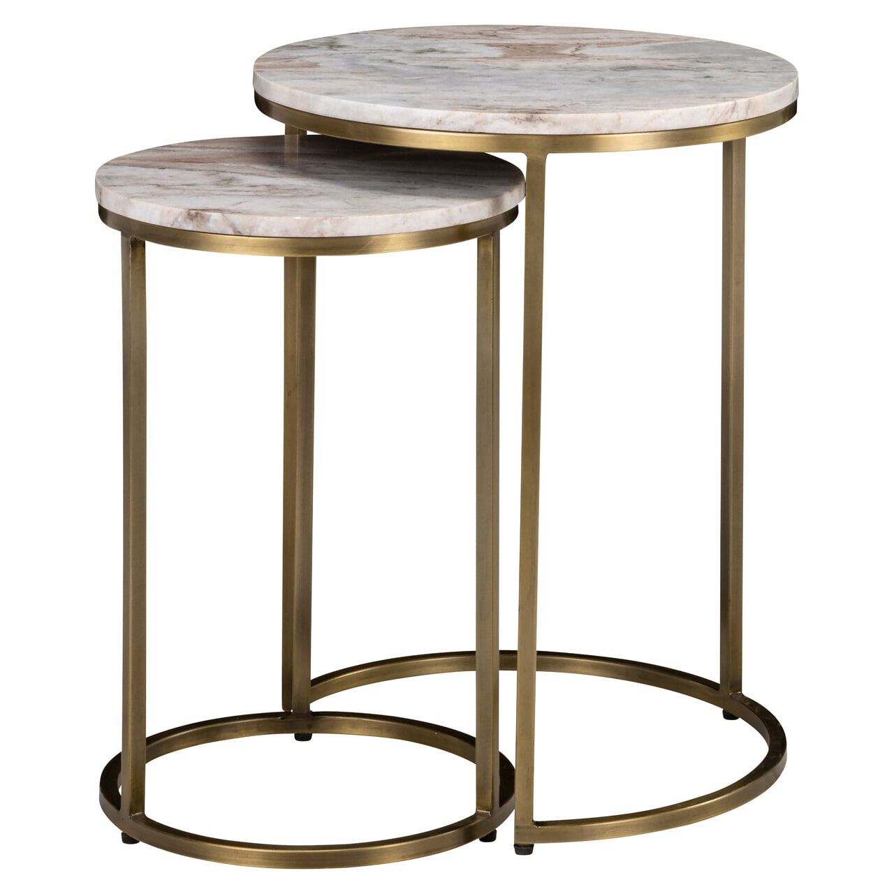 Richmond Ronde Bijzettafel 'Bottega' Marmer, Set van 2 stuks, kleur Blush Beige