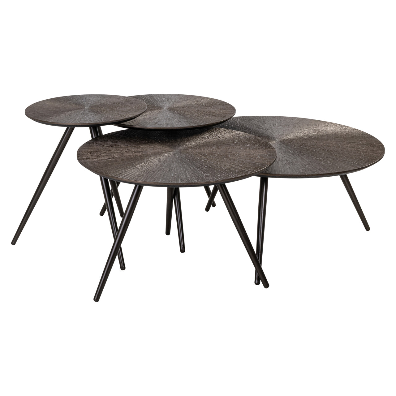 richmondinteriors Richmond Salontafel Quadra Mdf/Metaal, 70cm, Set van 4 stuks - Zilver - Rond