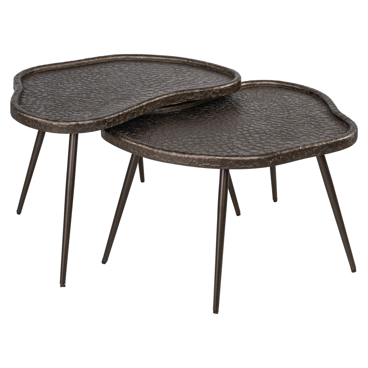 richmondinteriors Richmond Salontafel Bean Mdf/Metaal, 76 x 58cm, Set van 2 stuks - Zilver - Organisch