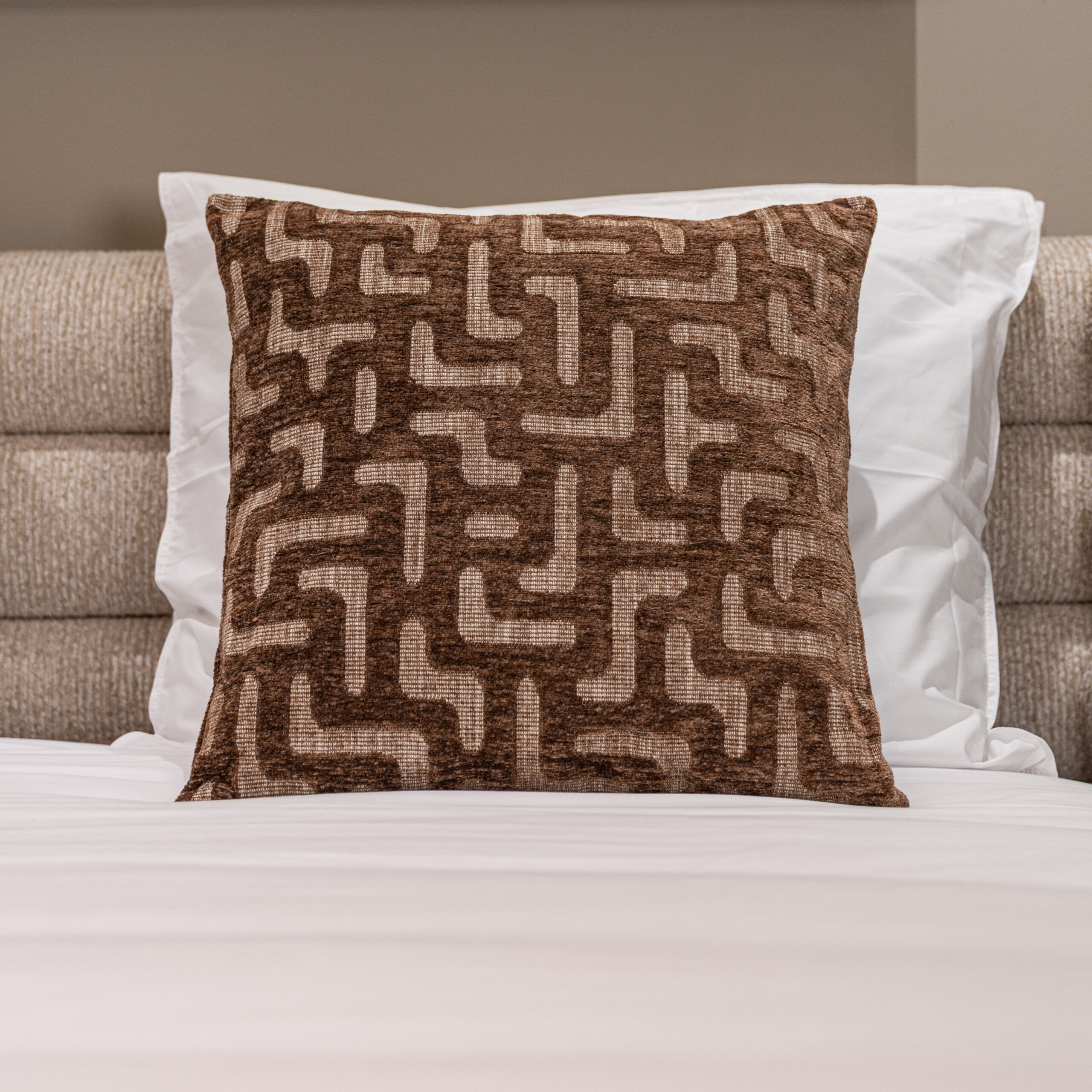 Richmond Kussen 'Ivy' Labyrinth, 50 x 50cm, kleur Brown