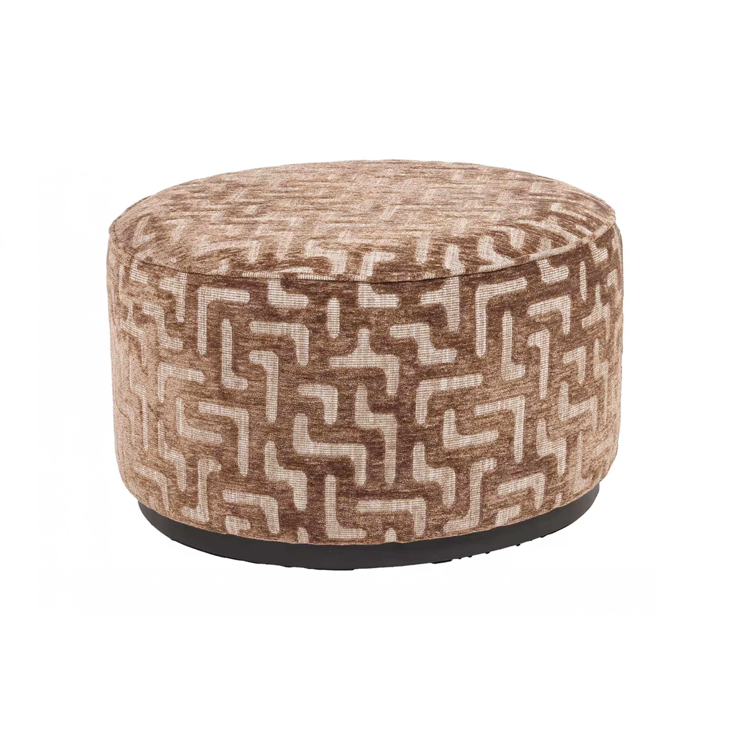 Richmond Poef Lexie Labyrinth, Ø70cm - Bruin