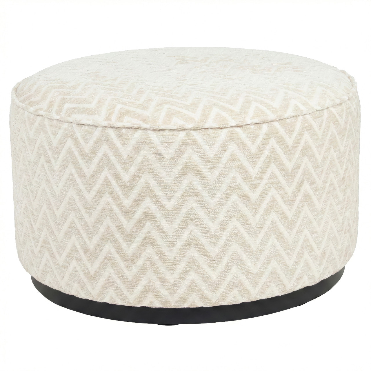 Richmond Poef Lexie Chevron, Ø70cm - Beige