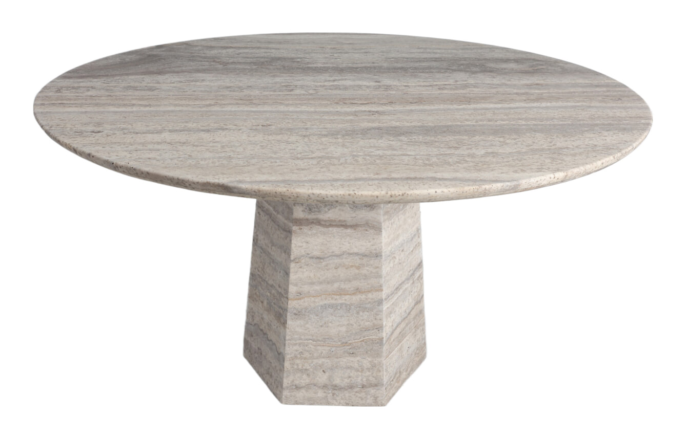 Richmond Interiors Richmond Ronde Eettafel Westin Travertin, &Oslash;135cm - Grijs