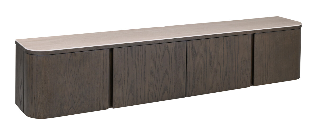 Richmond Zwevend TV-meubel Nando Travertinlook en eiken, 179cm - Bruin